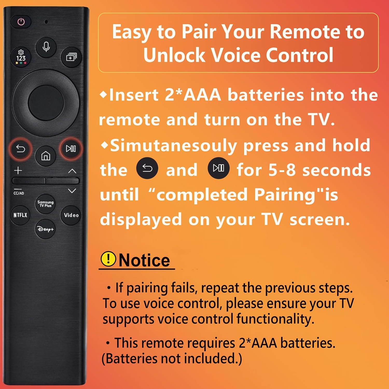 Thumbnail 6 de Replacement Remote for Samsung TVs 2-Year