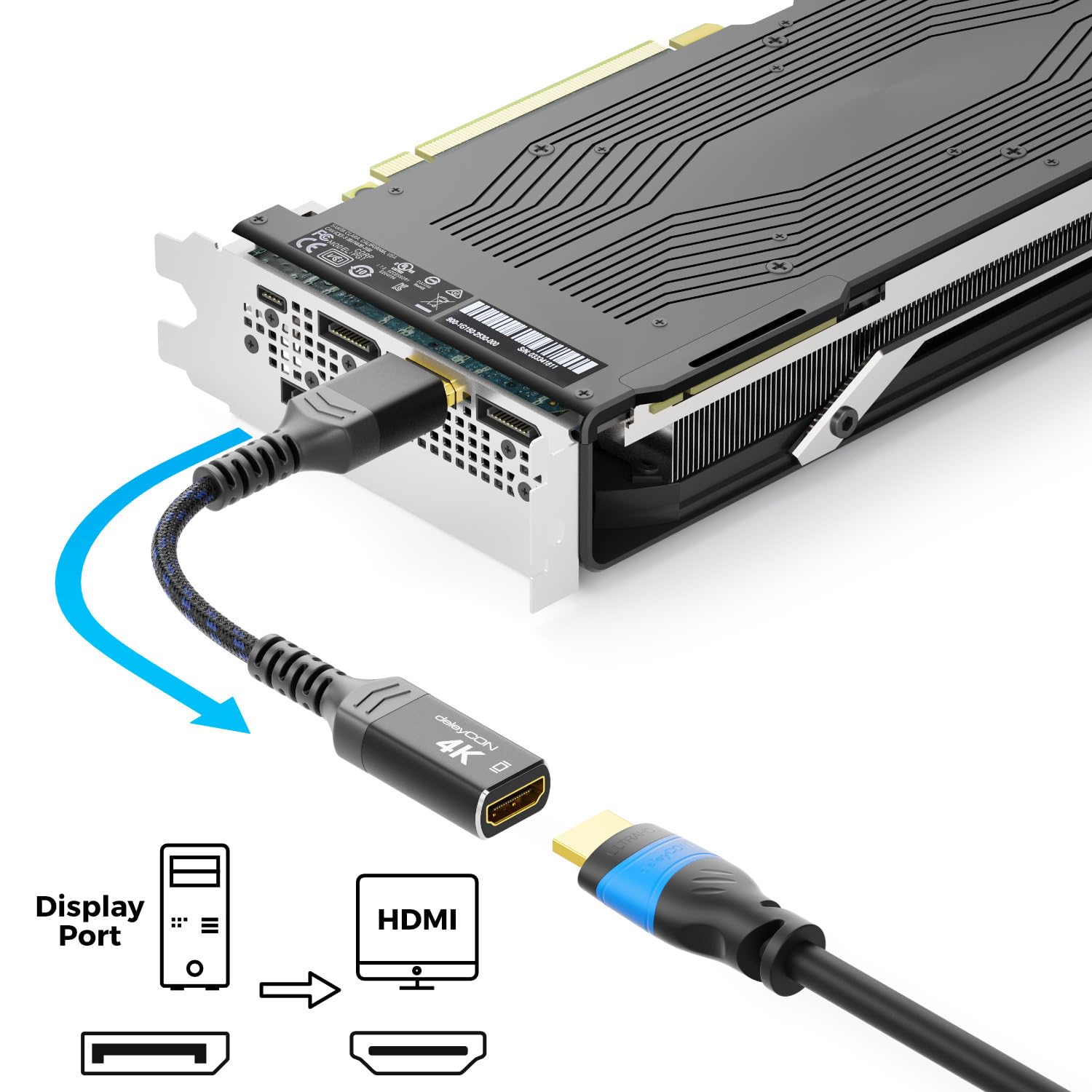 Thumbnail 2 de deleyCON 4K DisplayPort auf HDMI Adapter – DP zu HDMI, 4K@60Hz, uni-direktional