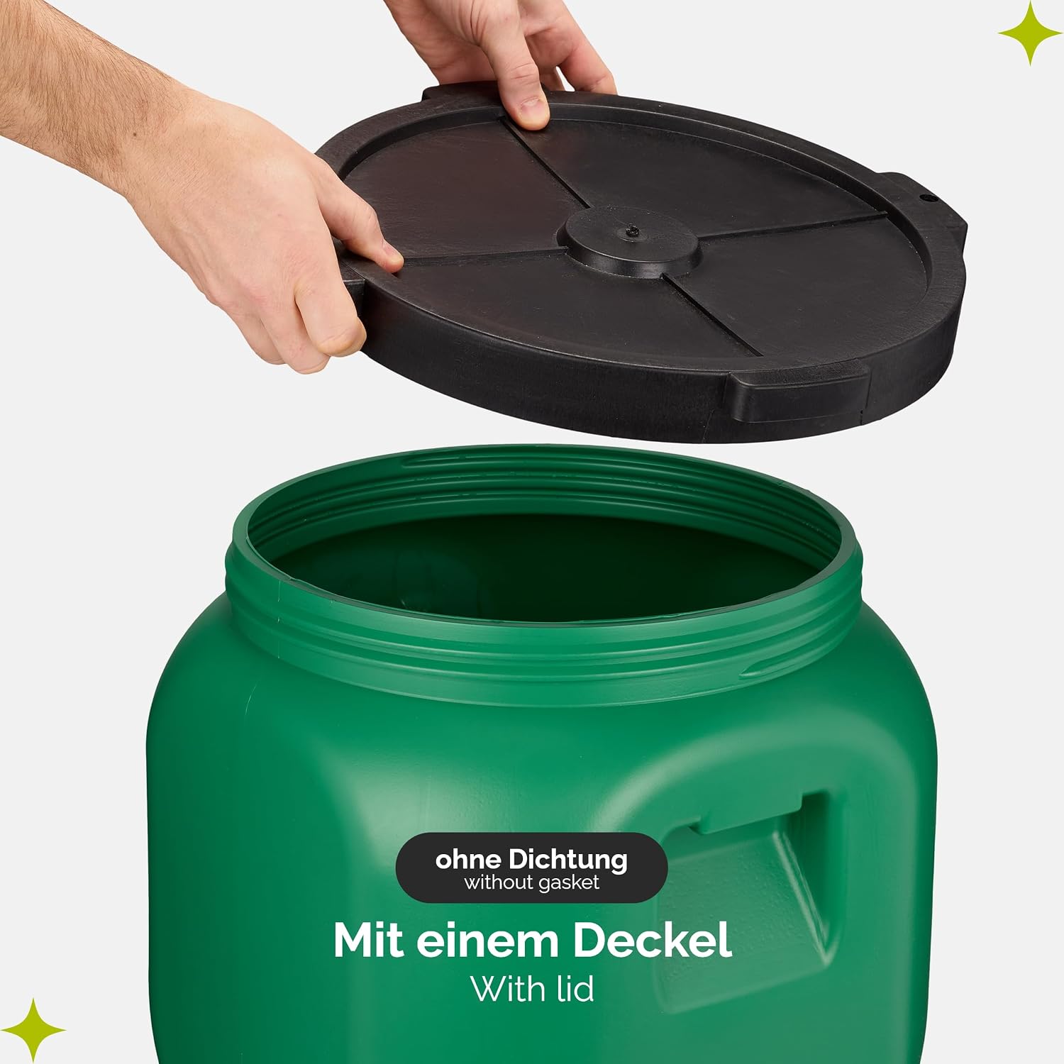 Detalle de Garronda Weithalsfass 40 Liter Futtertonne mit Deckel (ohne Dichtung), BPA-freies HDPE – GD-0142