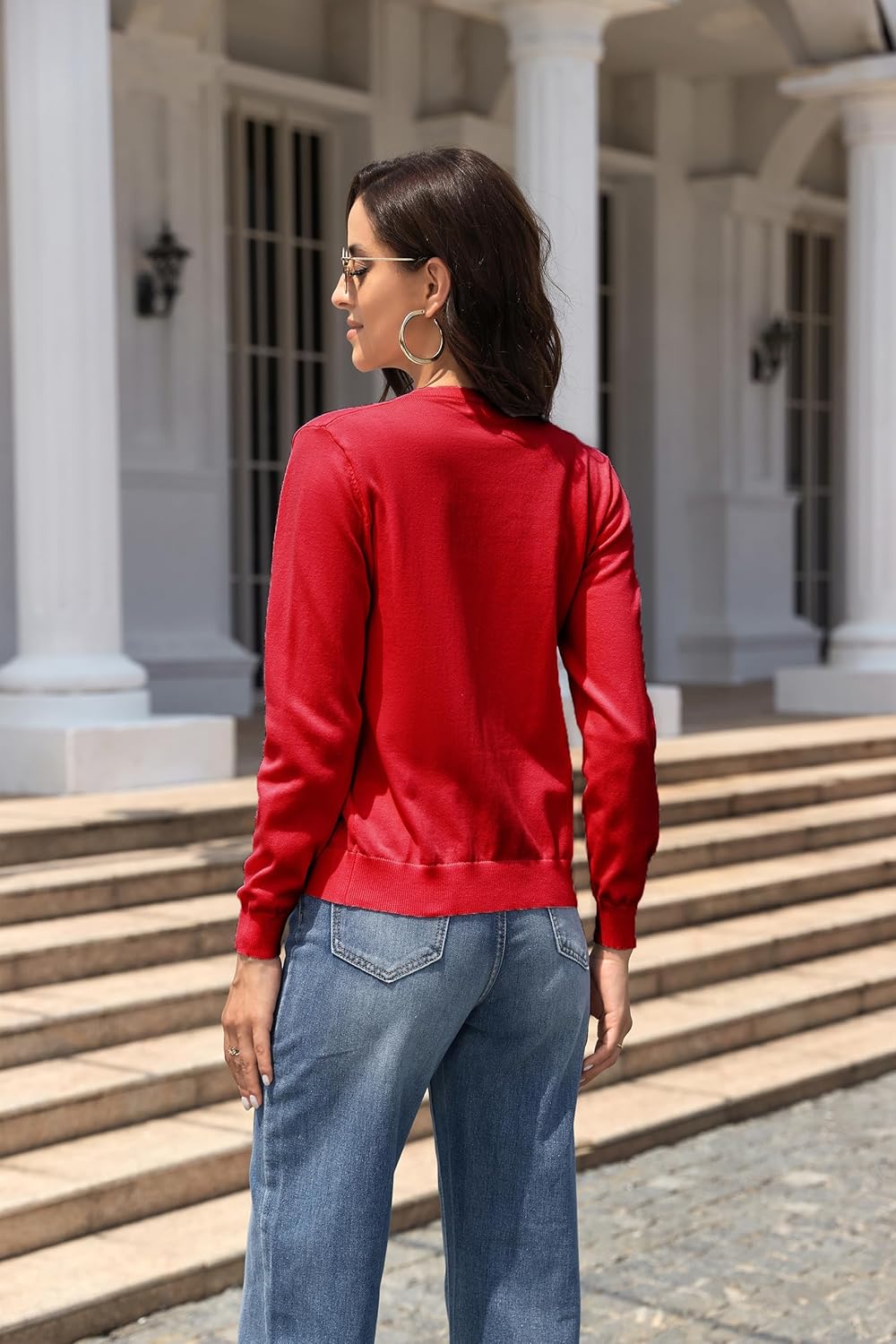 Thumbnail 4 de BERESIA Ladies Cardigan with Buttons – Classic Round Neck, Cotton-Blend Knit