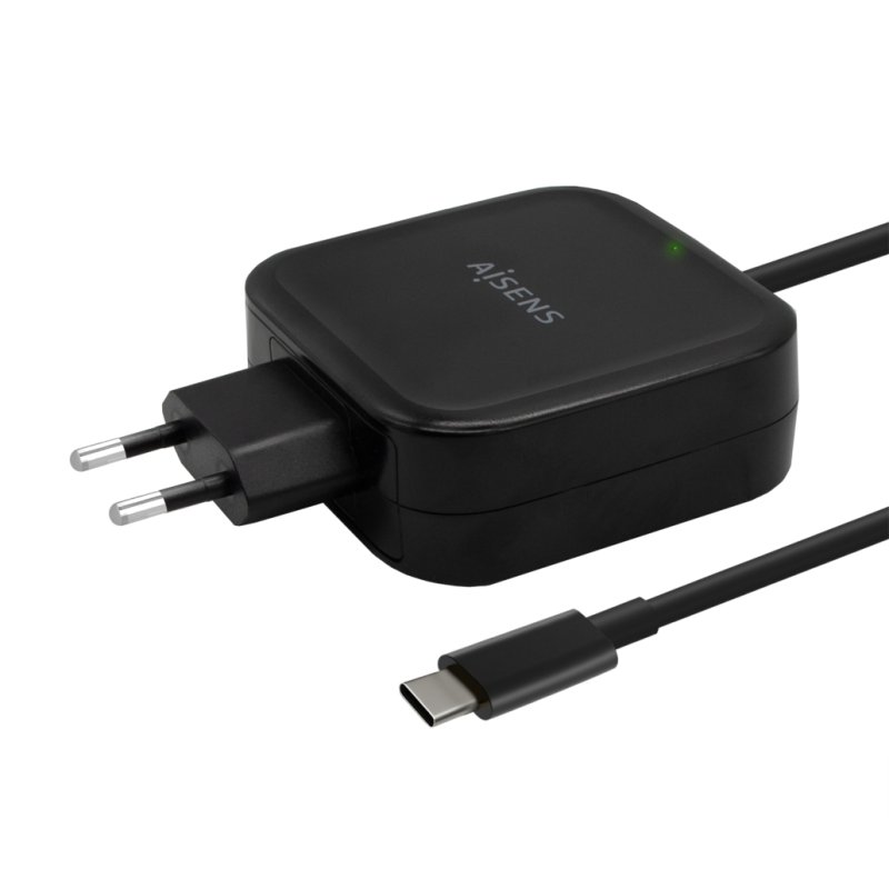 Detalle 2 de Aisens ASCH-1PD65WL-BK: Cargador de Pared USB-C 65W con Cable 1.2 m, Negro