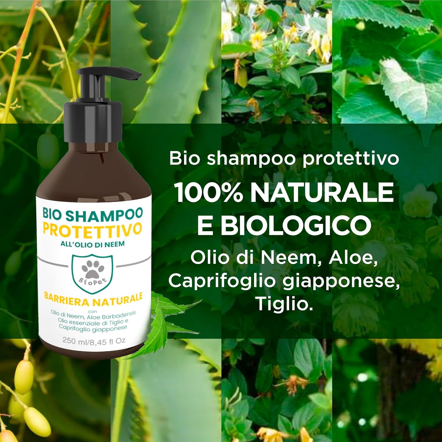Thumbnail 1 de Bio Pet Shampoo Protettivo all’Olio di Neem con Aloe e Tiglio per Cani e Gatti, flacone 250 ml