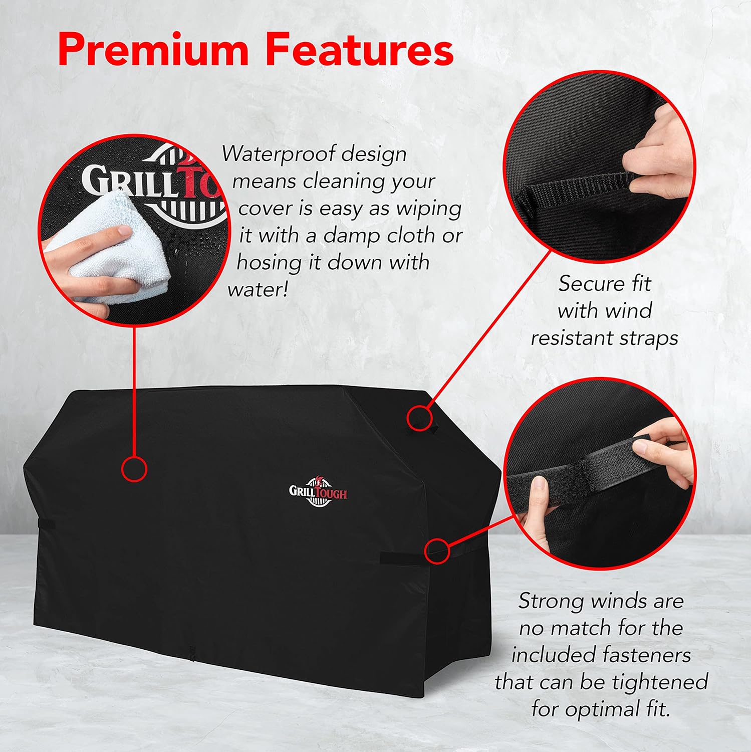 Thumbnail 2 de GrillTough Heavy Duty Griddle Cover 36 Inch (163 x 56 x 89 cm) – Waterproof, UV & fade resistant with adjustable straps