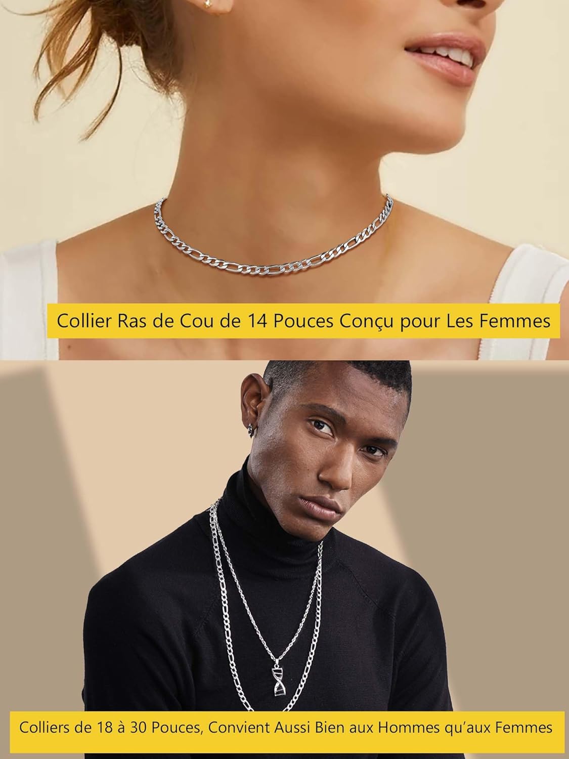 Thumbnail 5 de PROSTEEL Collier Chaîne Figaro en Acier Inoxydable 316L – 3 en 1 (4/6/9/13 mm) | Longueurs 36 à 76 cm