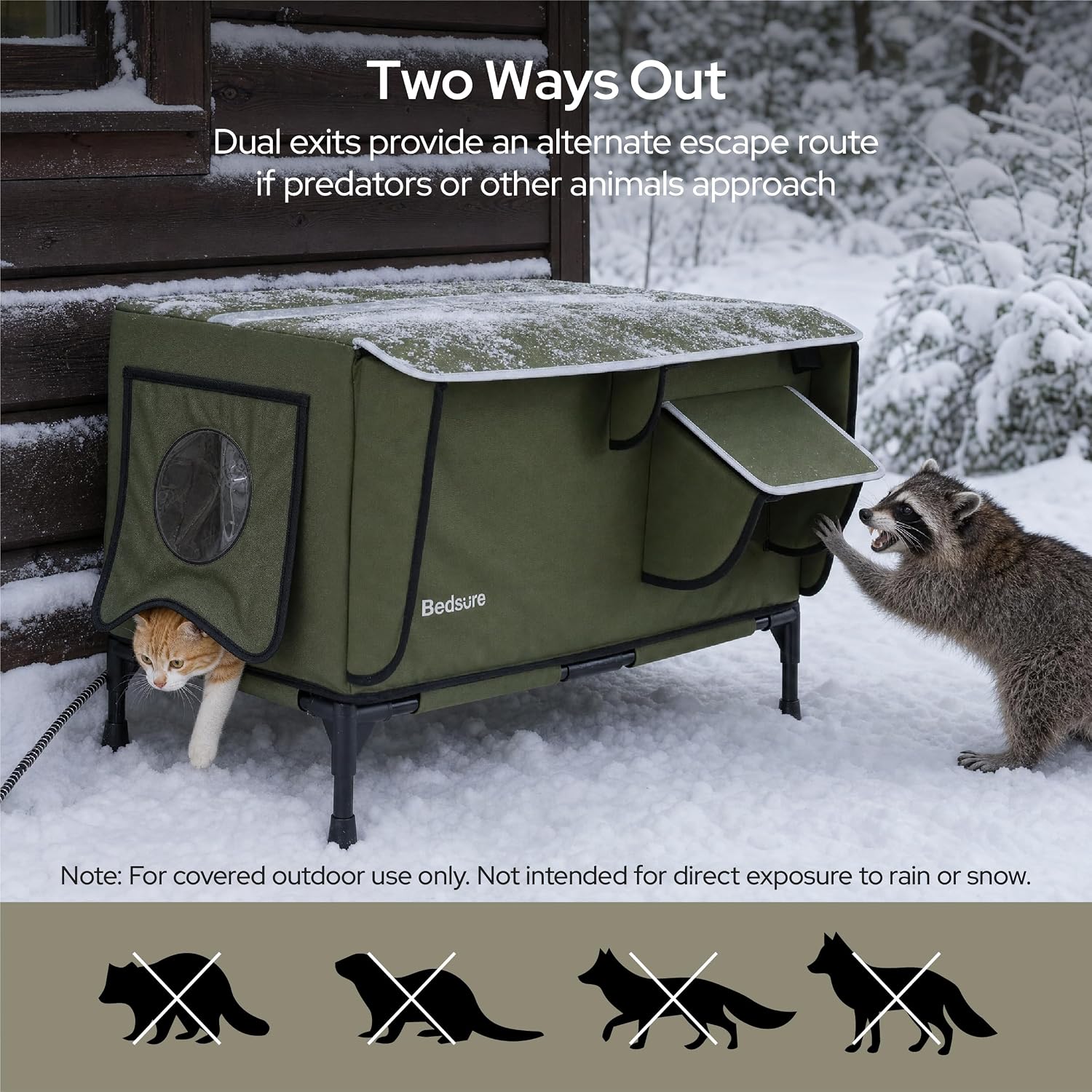 Thumbnail 4 de Bedsure Comfy Pet ReflexHeat™ Heated Outdoor Cat House, 50W Pad, Escape Door