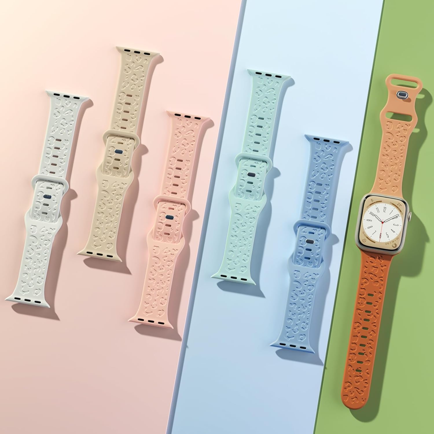 Thumbnail 5 de Tuocal 3-pack leopard print silicone watch straps for Apple Watch (38mm/40mm/41mm)