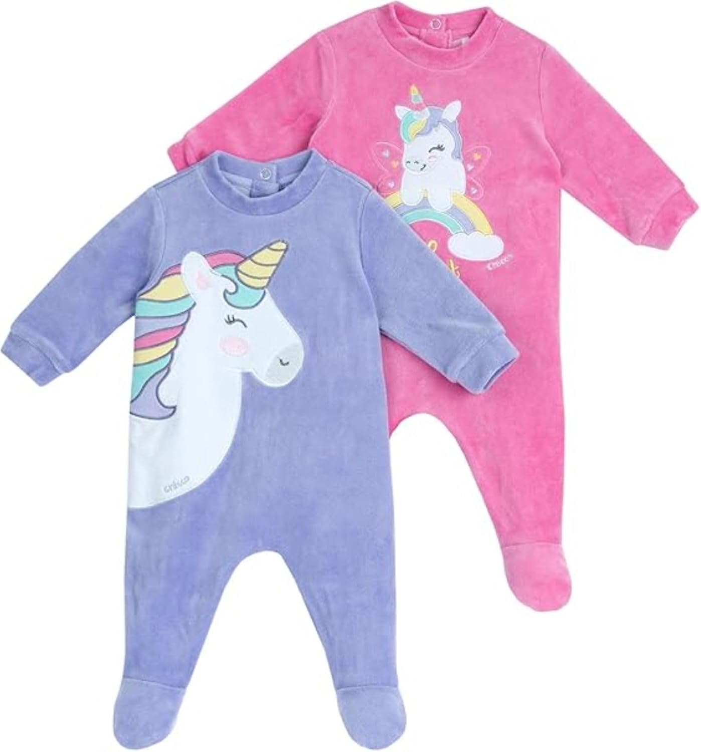 Detalle de Chicco Grenouillères Bébé Fille et Garçon en Chenille (Lot 2) – Confort et Douceur pour l’Hiver
