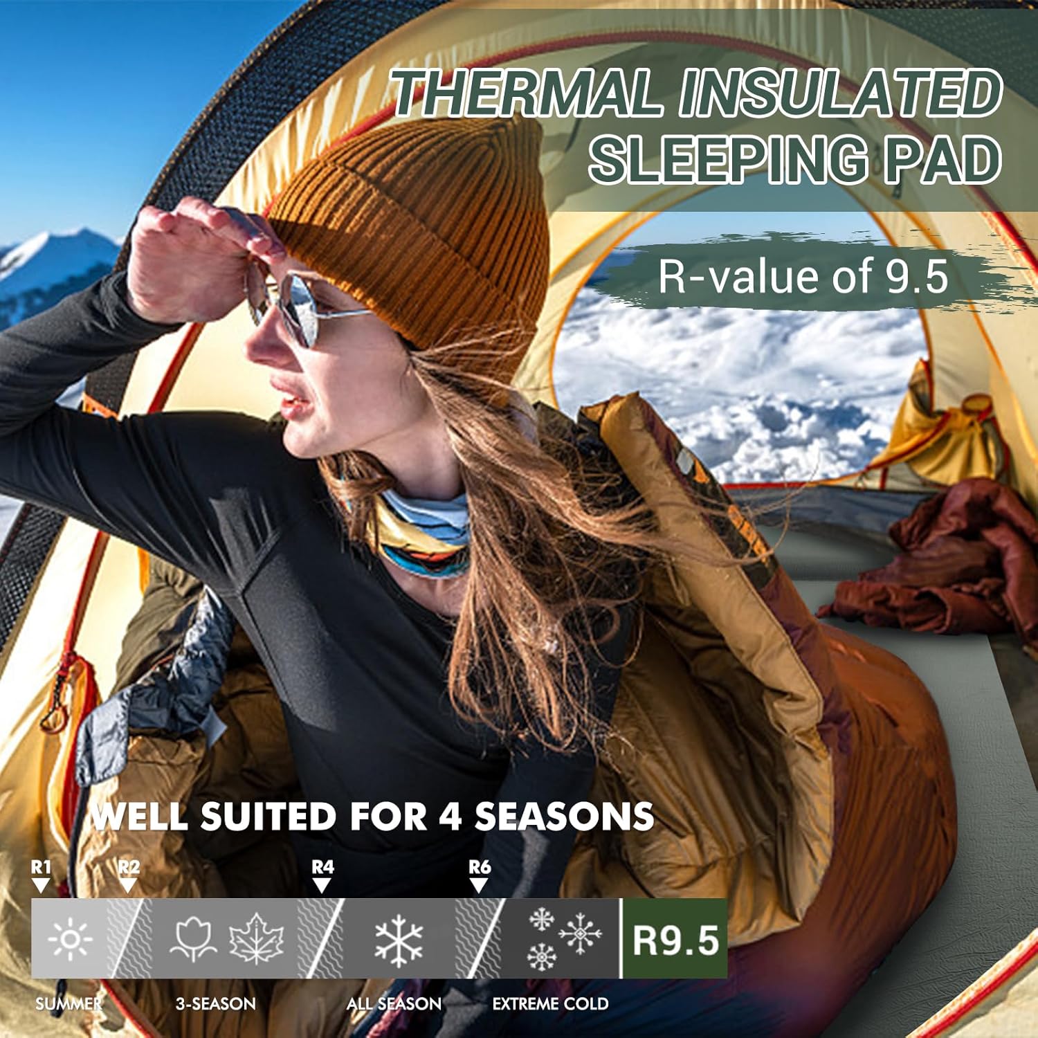 Thumbnail 3 de Elegear Self Inflating Sleeping Pad (77" x 27" x 3.15") with Memory Foam & Pillow, R-9.5 Insulated Camping Mat
