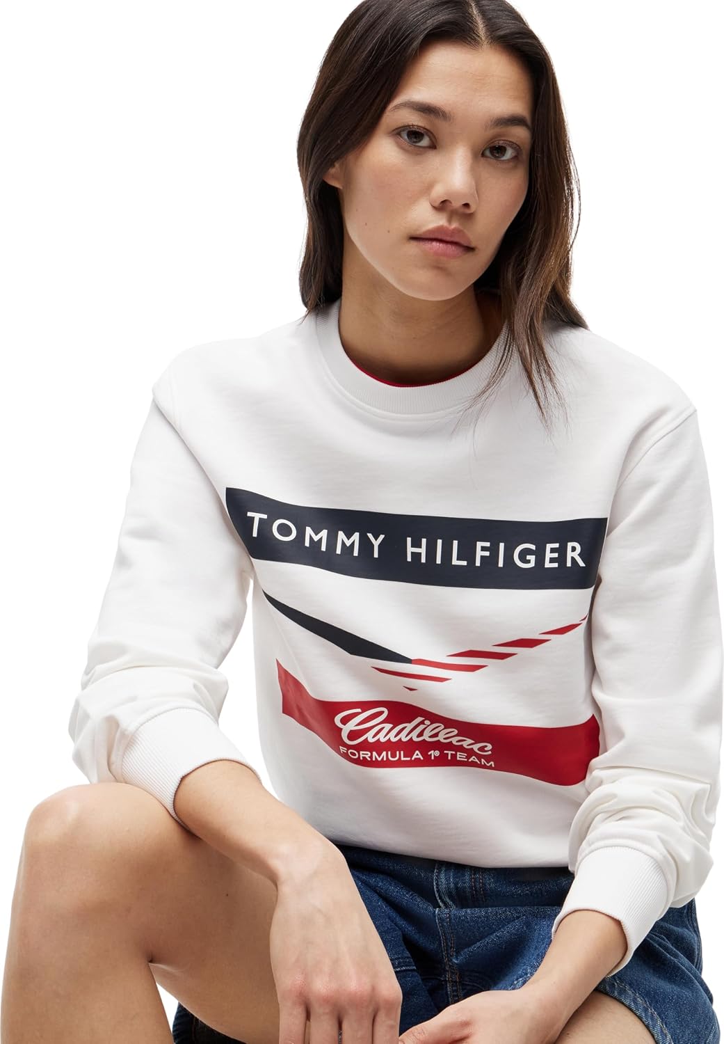Detalle de Tommy Hilfiger Unisexe Sweatshirt TH X Cadillac F1 Chevron – coton