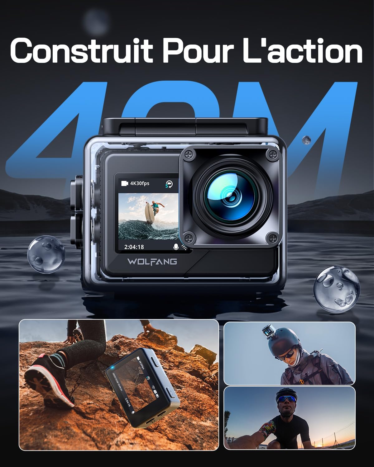 Detalle de WOLFANG GA120 caméra d'action 4K