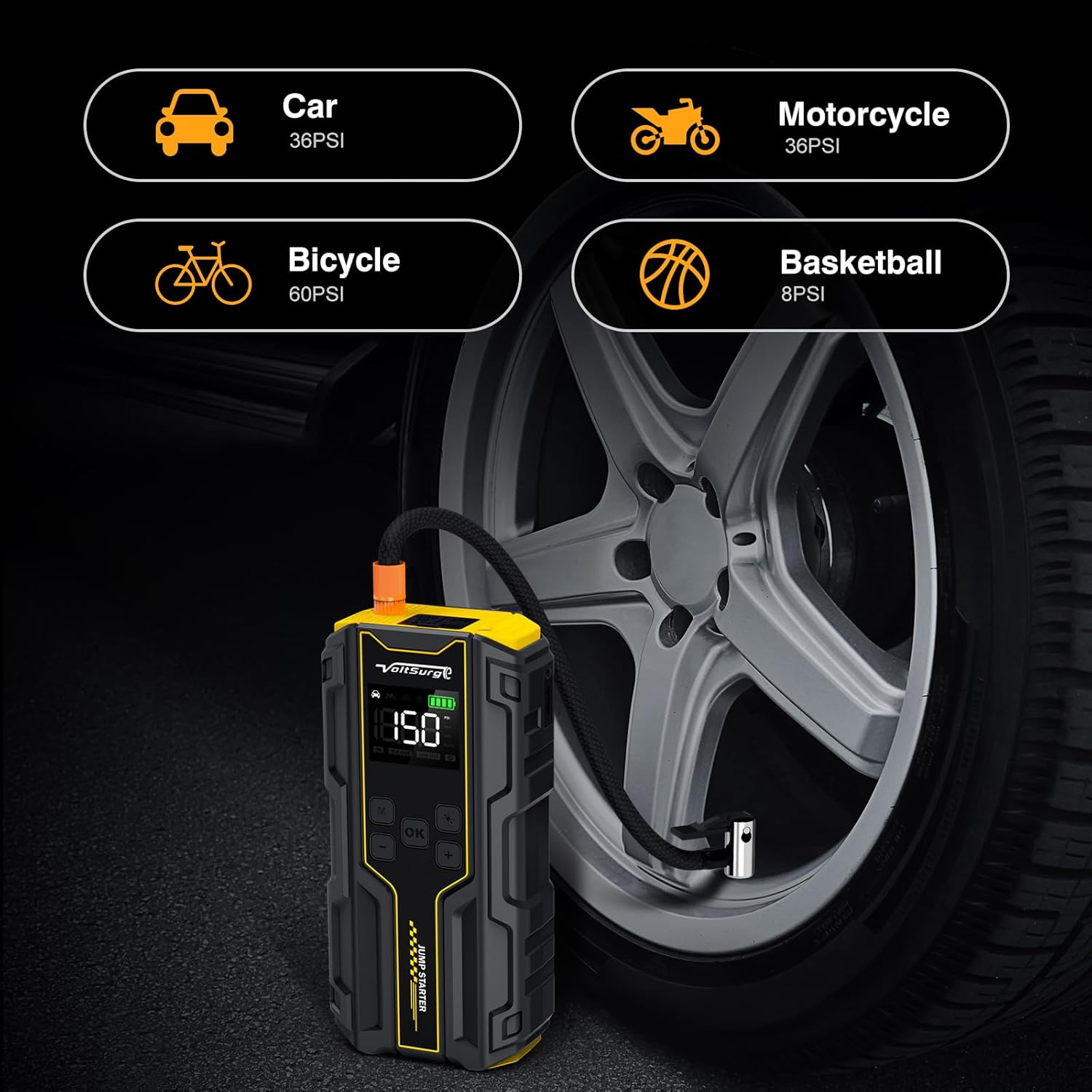 Detalle de Avviatore Emergenza per Auto 12V 7000A con compressore 150PSI e doppia USB
