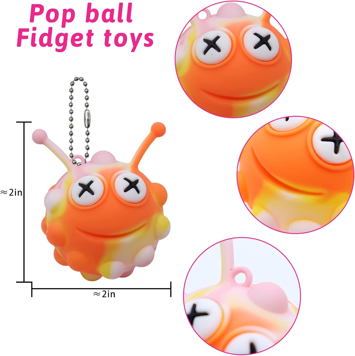 Thumbnail 1 de 30 Pack Animal Pop Balls Fidget Toys – 3D Pop Ball Keychains for Kids