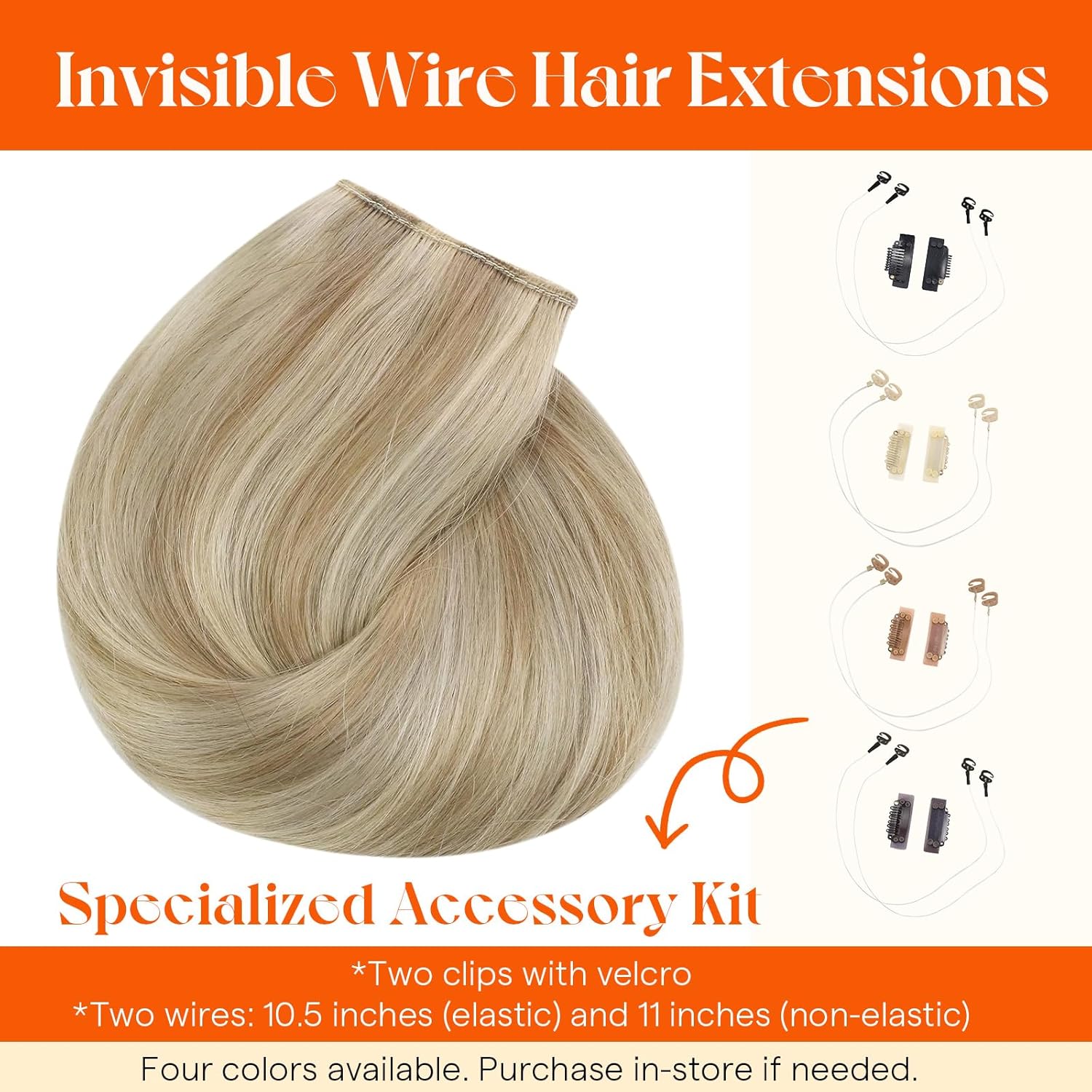Thumbnail 4 de Sunny Hair Invisible Wire Human Hair Extensions (12 Inch, 85G) in 16/22 Golden Blonde Highlights