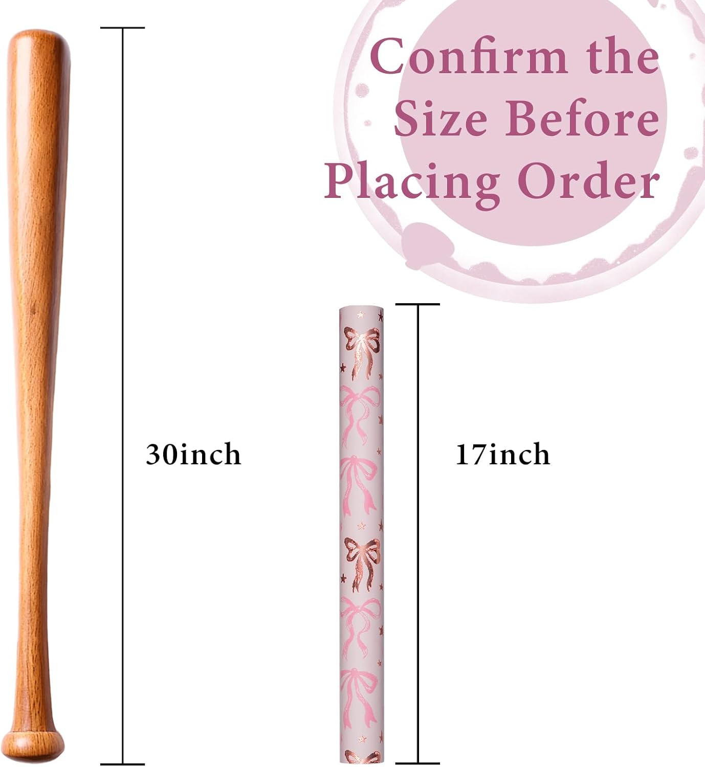 Detalle de MAYPLUSS Pink Bow Wrapping Paper Roll, 17 in x 16.5 ft
