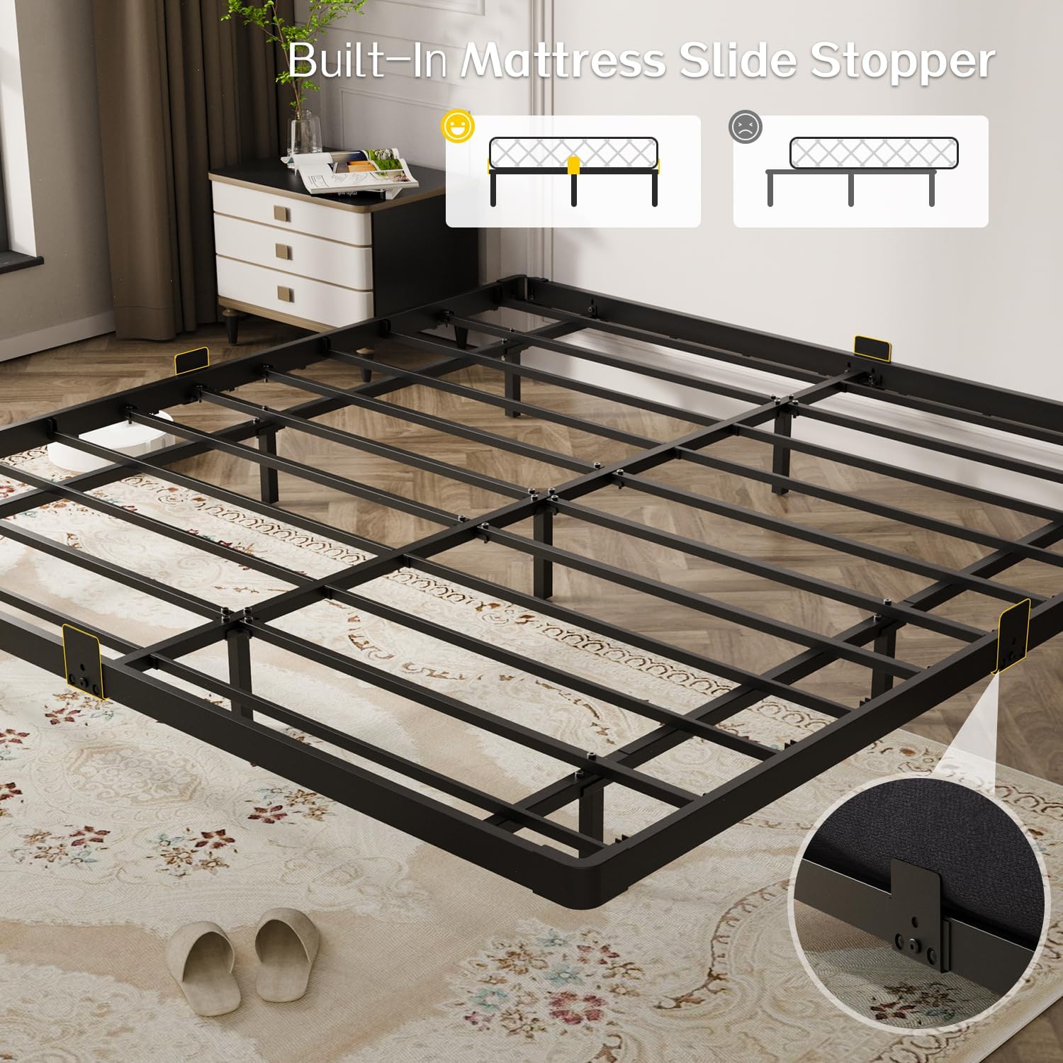 Thumbnail 5 de OLEVS King Size Floating Metal Bed Frame with LED Lighting and Charging Station