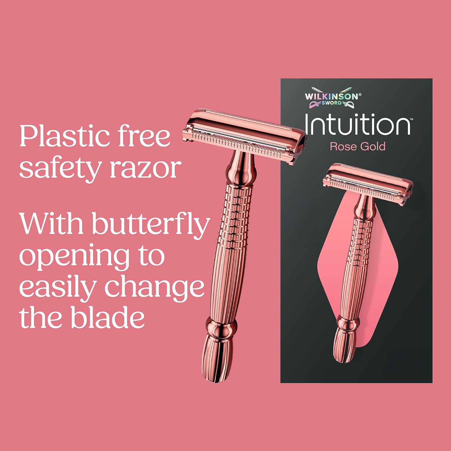 Thumbnail 1 de Wilkinson Sword Intuition Rose Gold Safety Razor for Women – Premium Metal Handle with 10 Refills