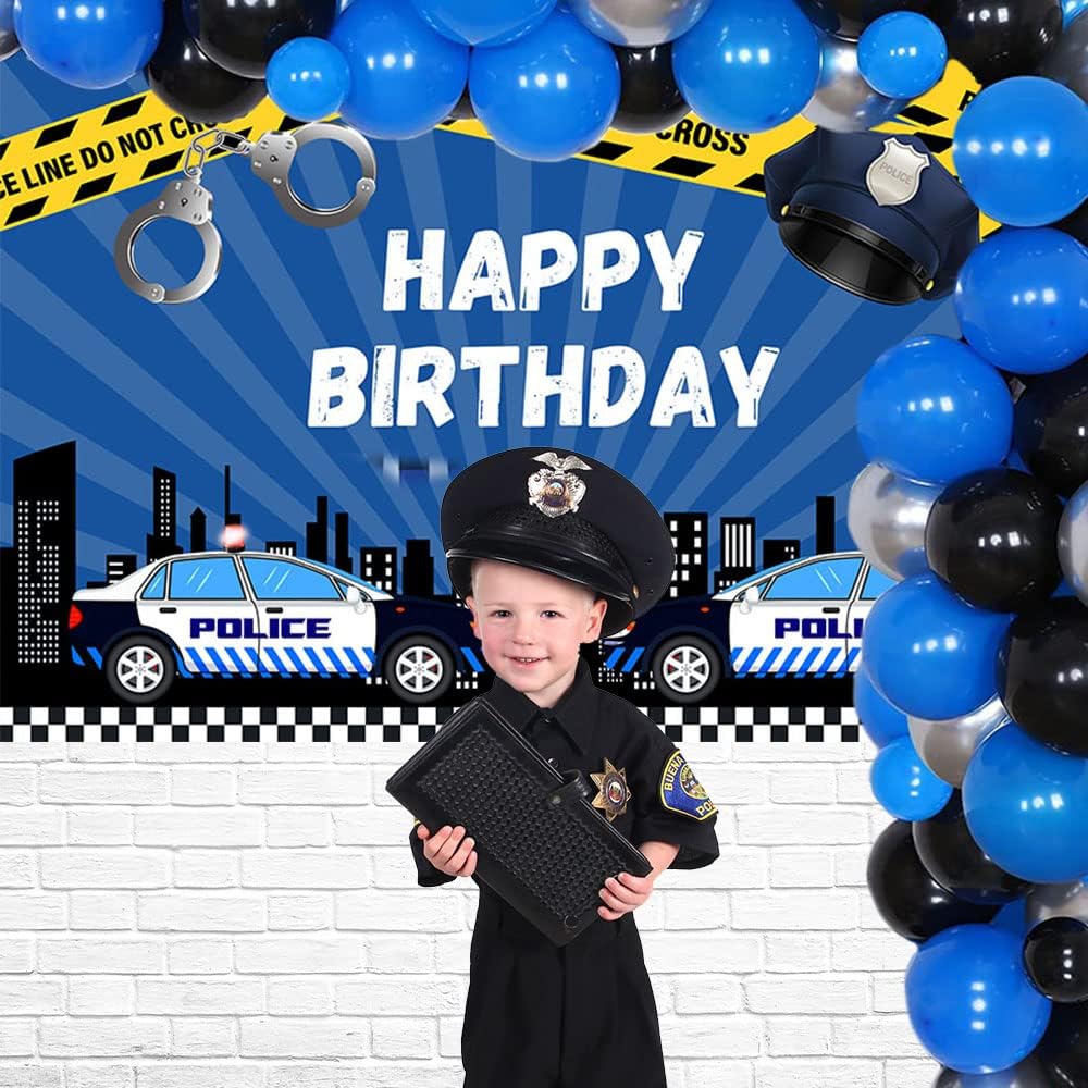 Thumbnail 3 de MEHOFOND Police Line Birthday Backdrop 7x5ft 🎉