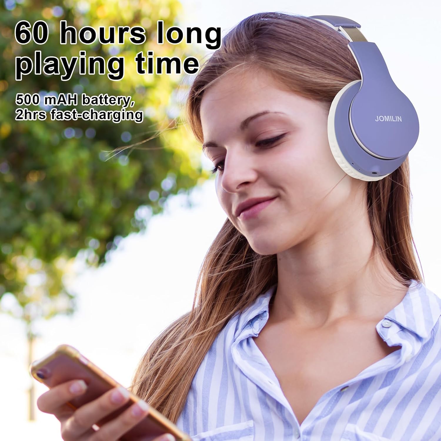 Thumbnail 3 de JOMILIN B9 Wireless Headphones Over-Ear — 60-Hour Battery, Hi-Fi Bass, Purple