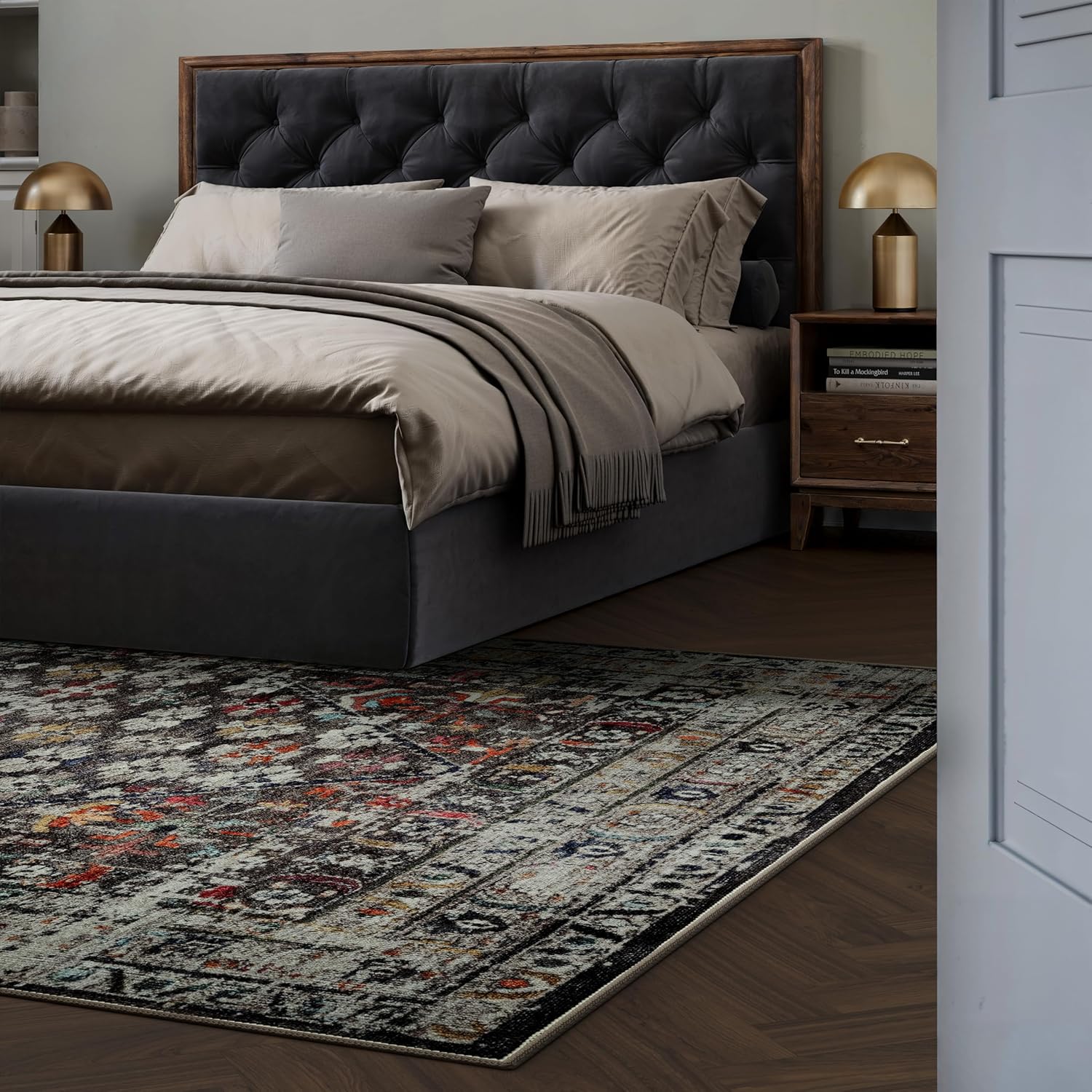 Thumbnail 6 de artyrugs Artyrugs Machine Washable Rug 200x290cm in Opal Charcoal (75% Recycled Cotton, Short Pile)