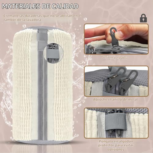 Detalle de FOREDOO 2 en 1 Bolsa Lavadora Zapatillas: limpieza 360° y doble bolsillo