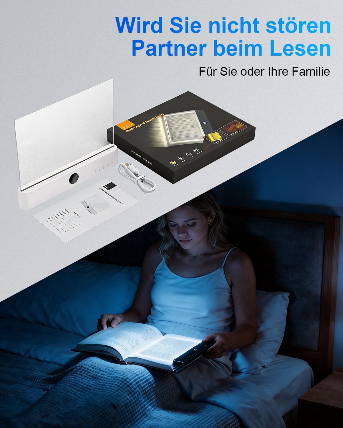 Thumbnail 5 de AdalyRoma leeslamp voor boeken, 20 leds, 3 kleurtemperaturen en timer