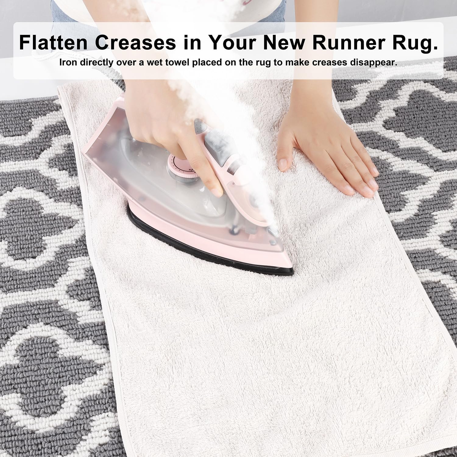Detalle de SHACOS Grey Hallway Runner Rug (50x150cm) with Non-Slip TPR Backing