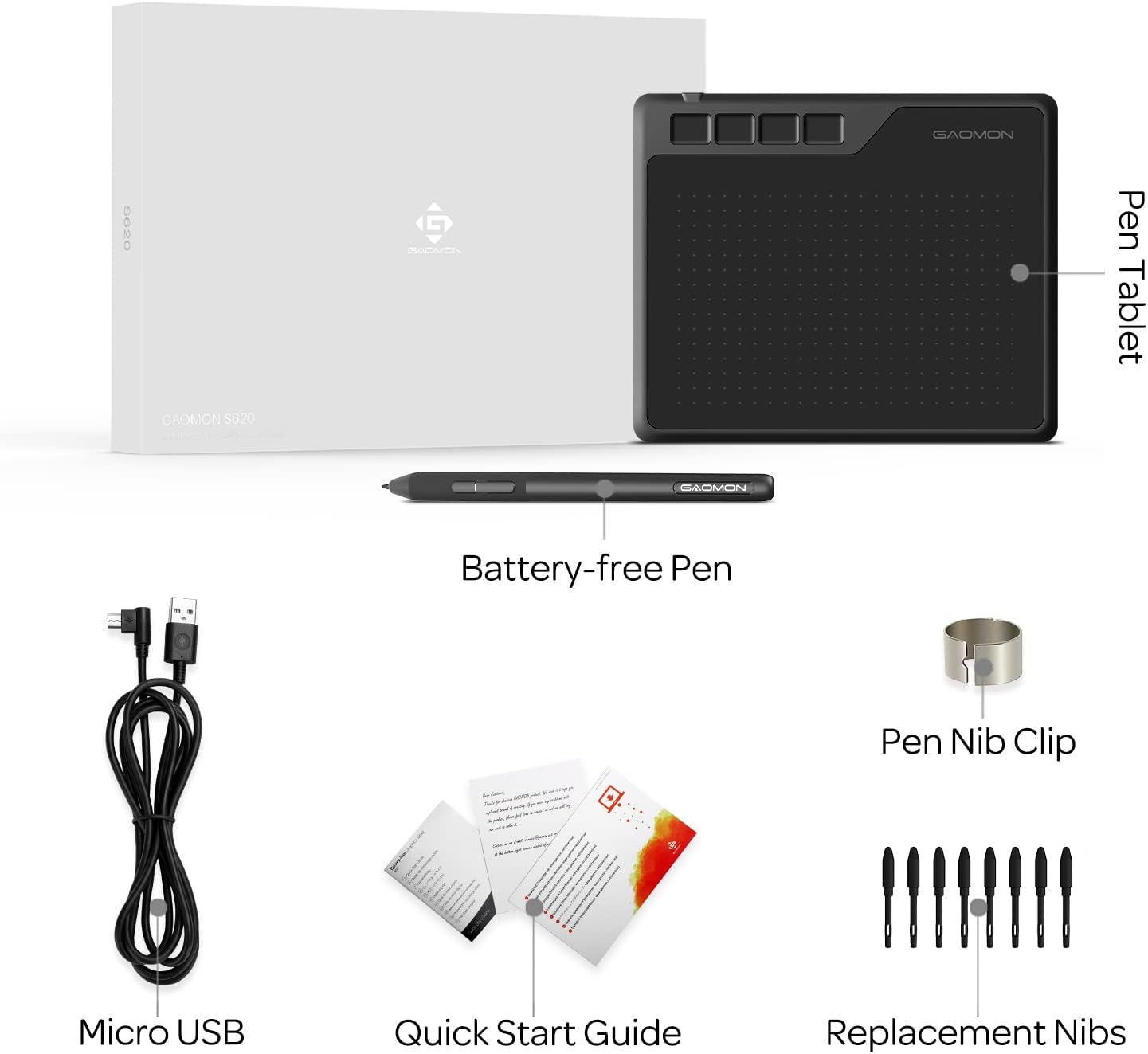 Detalle de GAOMON S620 signature graphics tablet with 4 buttons 🎨
