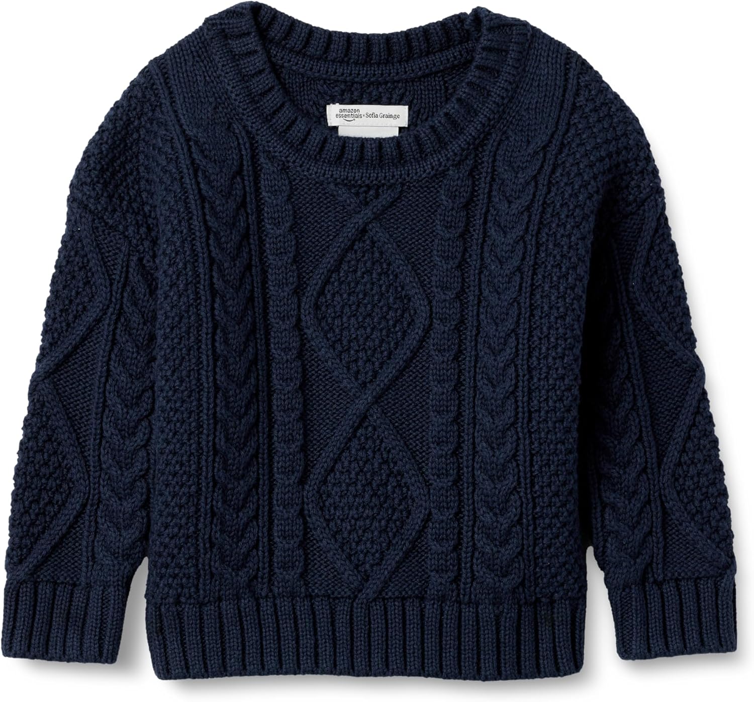 Detalle de Amazon Essentials x Sofia Grainge Babies, Toddlers and Boys' Cable Crewneck Sweater
