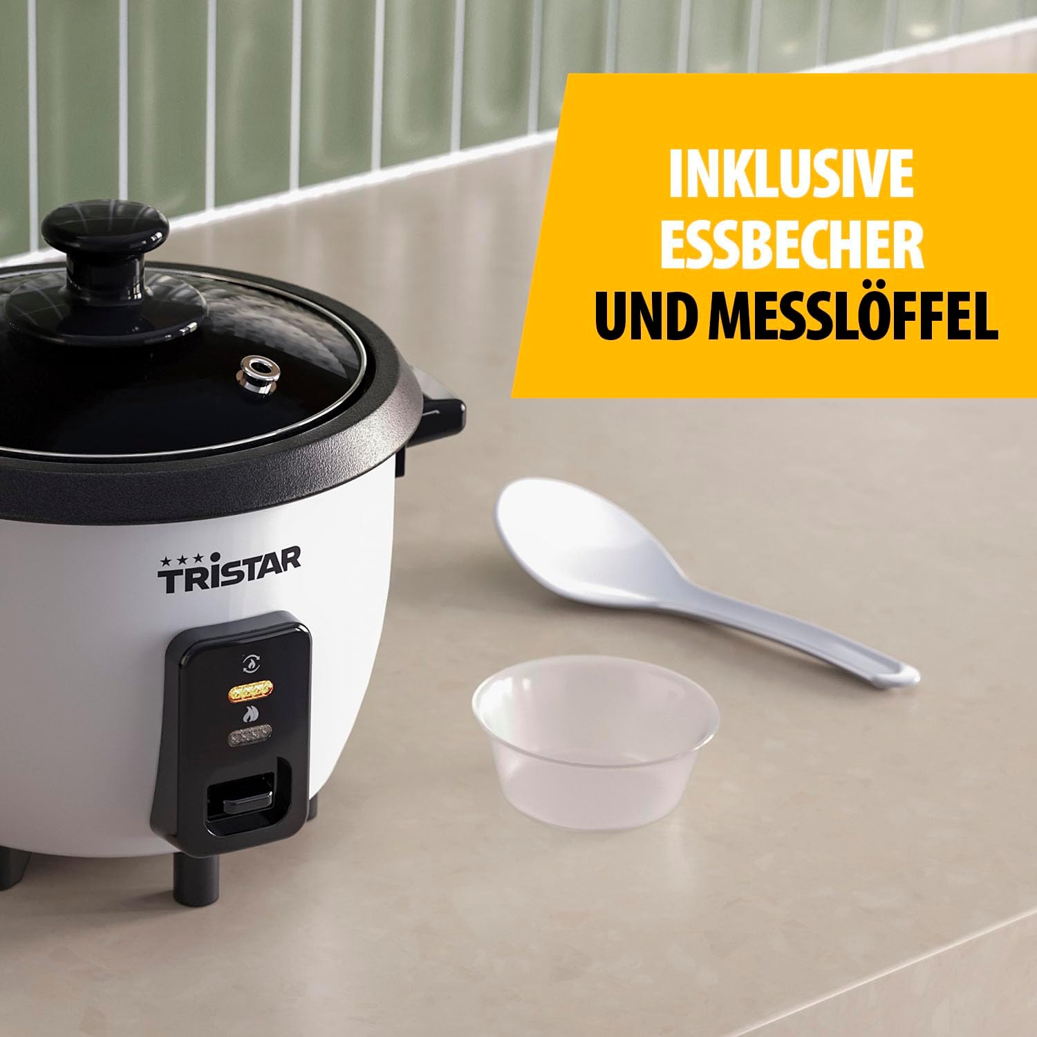 Detalle de Tristar Reiskocher RK-6142 0,6 L – kompakt, antihaftbeschichtet, mit Warmhalte- und Abschaltautomatik