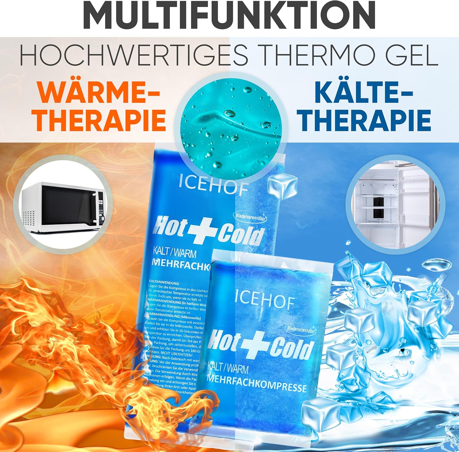 Thumbnail 4 de ICEHOF Kühlpads 3er-Set: Soft-Gel Kühlkompressen mit langer Kühldauer (29 x 12 cm + 12 x 17 cm)