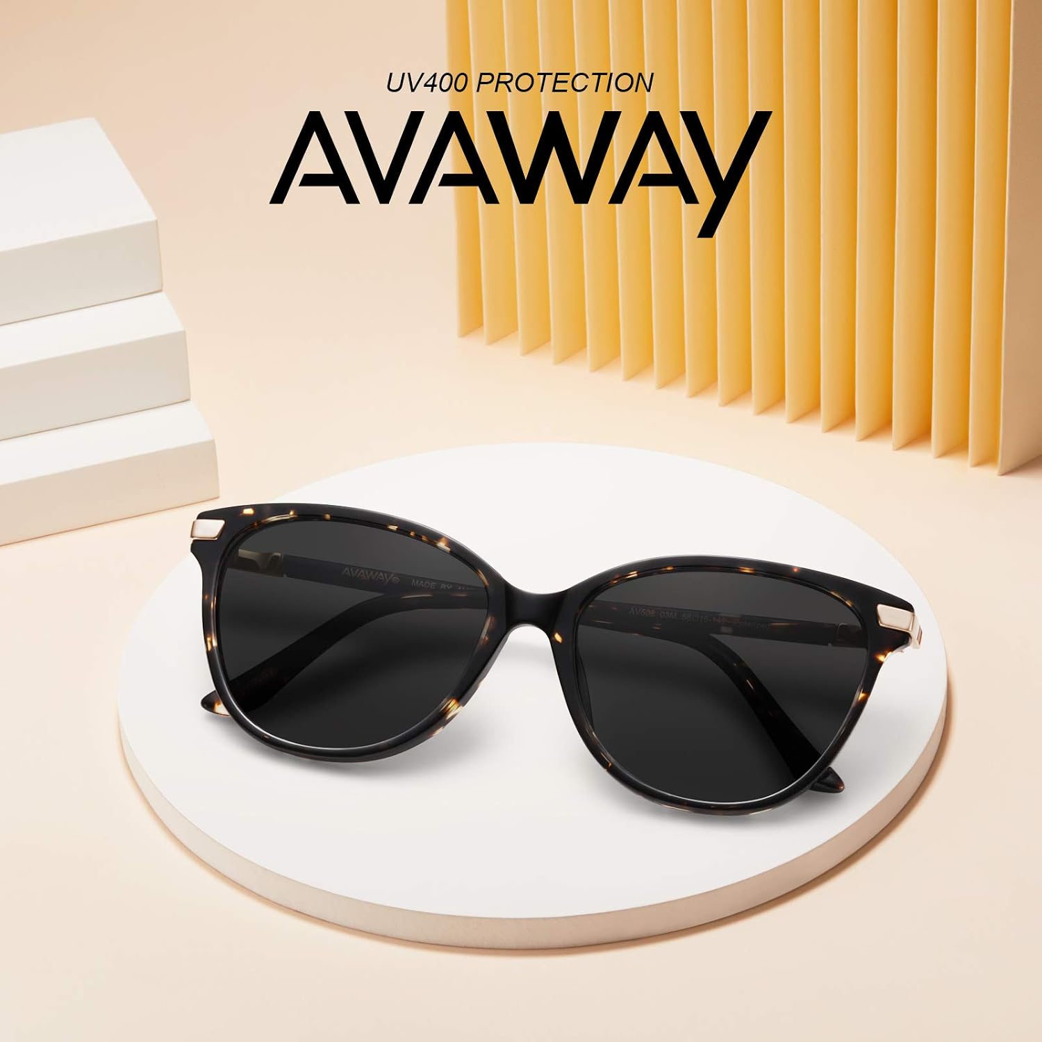 Detalle 2 de AVAWAY damskie okulary przeciwsłoneczne retro, polaryzacja, kategoria 3, oprawki octanowe