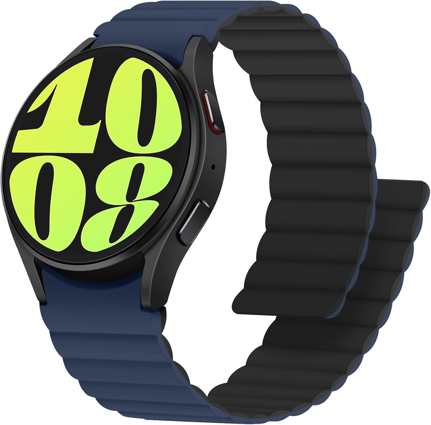 Detalle de Anlinser Magnetic Straps silicone bands for Samsung Galaxy Watch 7/6/5/4 (44mm–45mm) in Dark Blue/Black