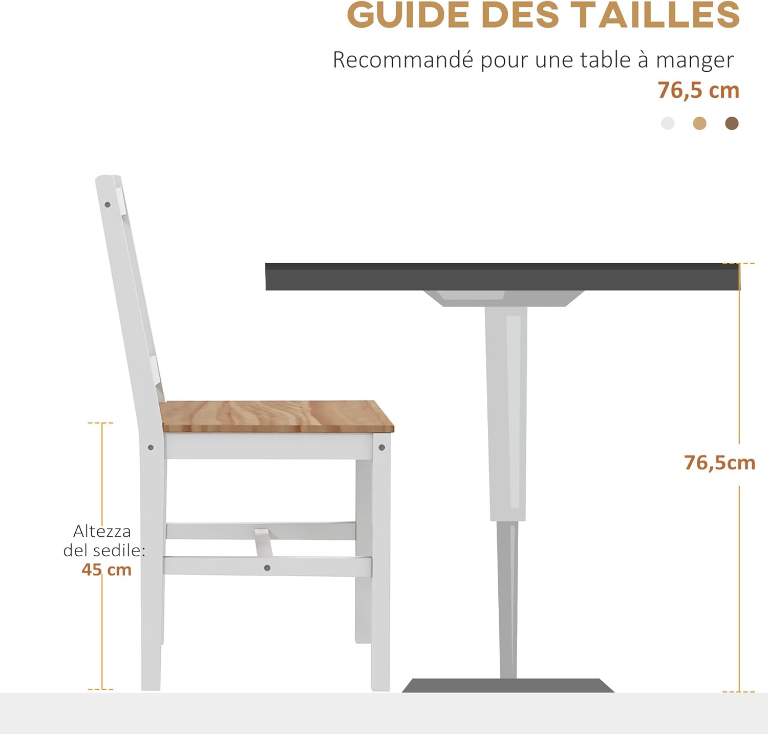 Thumbnail 5 de HOMCOM Lot de 4 chaises de Salle à Manger
