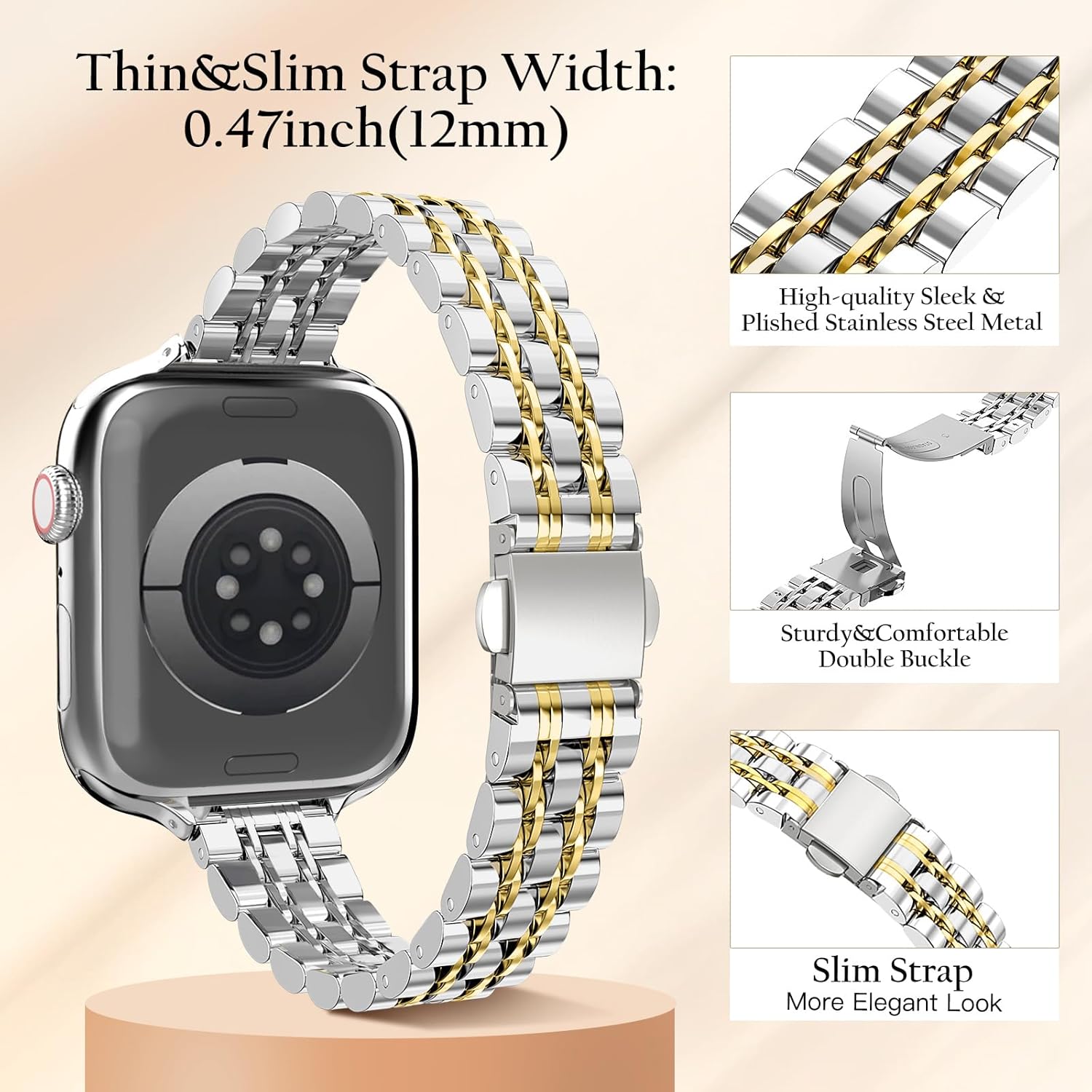 Thumbnail 3 de TiMOVO J Gold metal strap for Apple Watch (42mm/41mm/40mm/38mm)