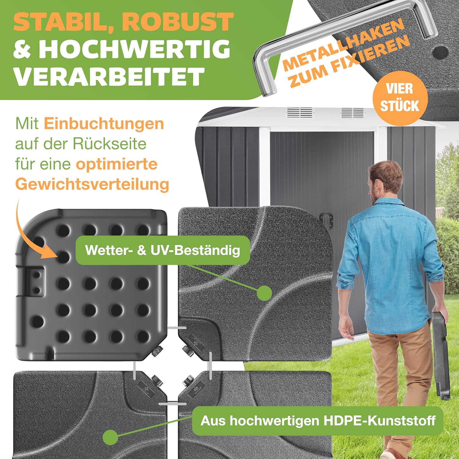 Thumbnail 4 de KESSER® Sonnenschirmständer 4-teilig für Ampelschirm (bis 60 Liter befüllbar, max. 80 kg) mit Metallverbinder
