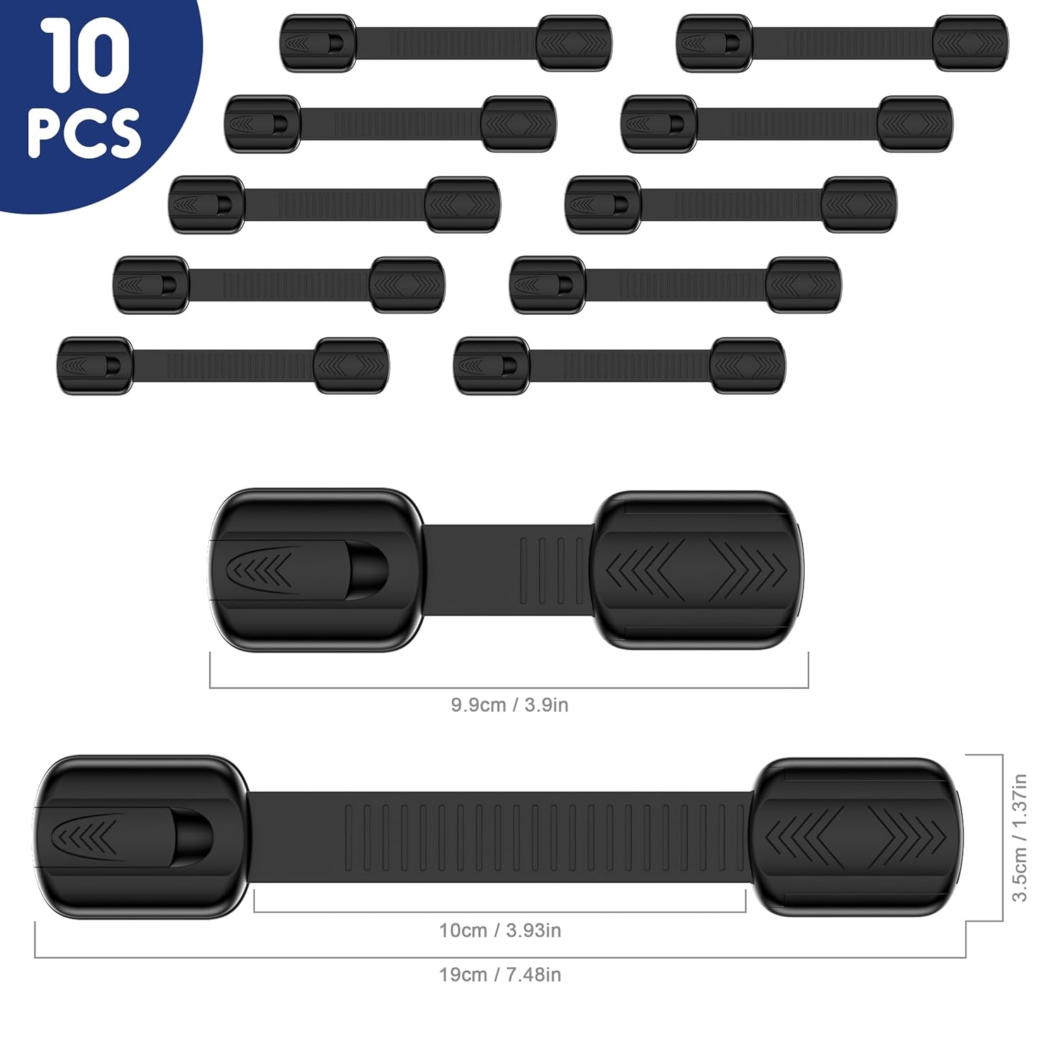 Thumbnail 5 de Septeamay Kindersicherung für Schrank und Schubladen (10 Stück) – Schubladensicherung mit 3M Kleber, ohne Bohren, Schwarz