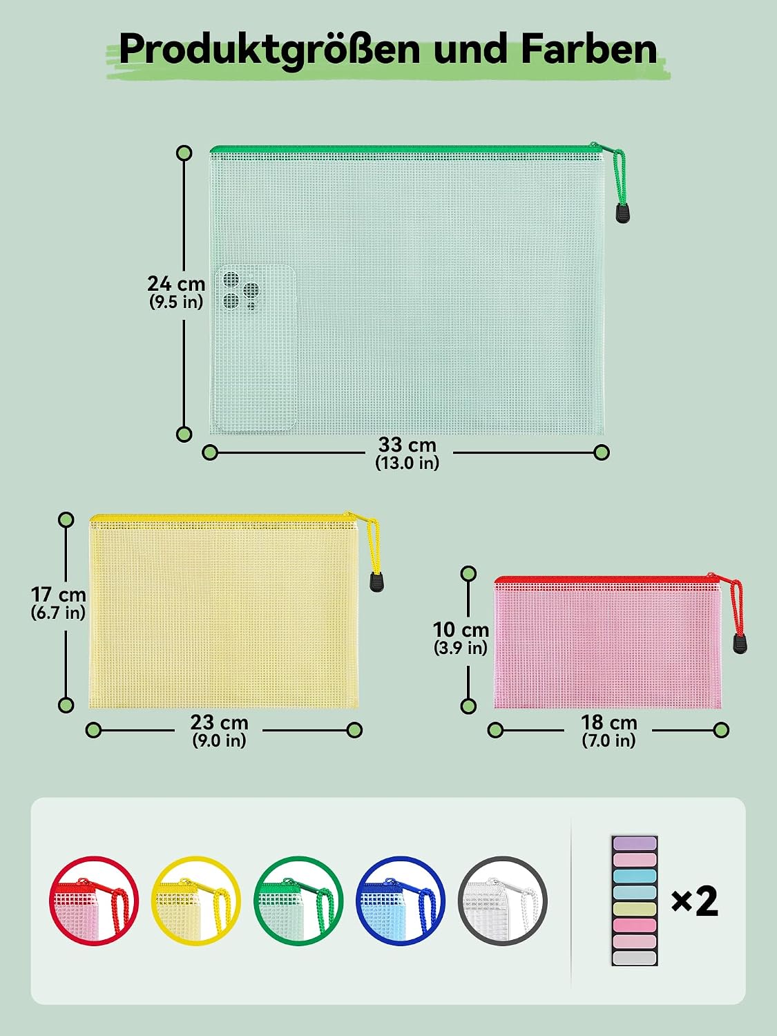 Detalle de HEETA 15‑teiliges Dokumententasche Set A4/A5/A6 – Wasserdichte Reißverschlussbeutel in 5 Farben