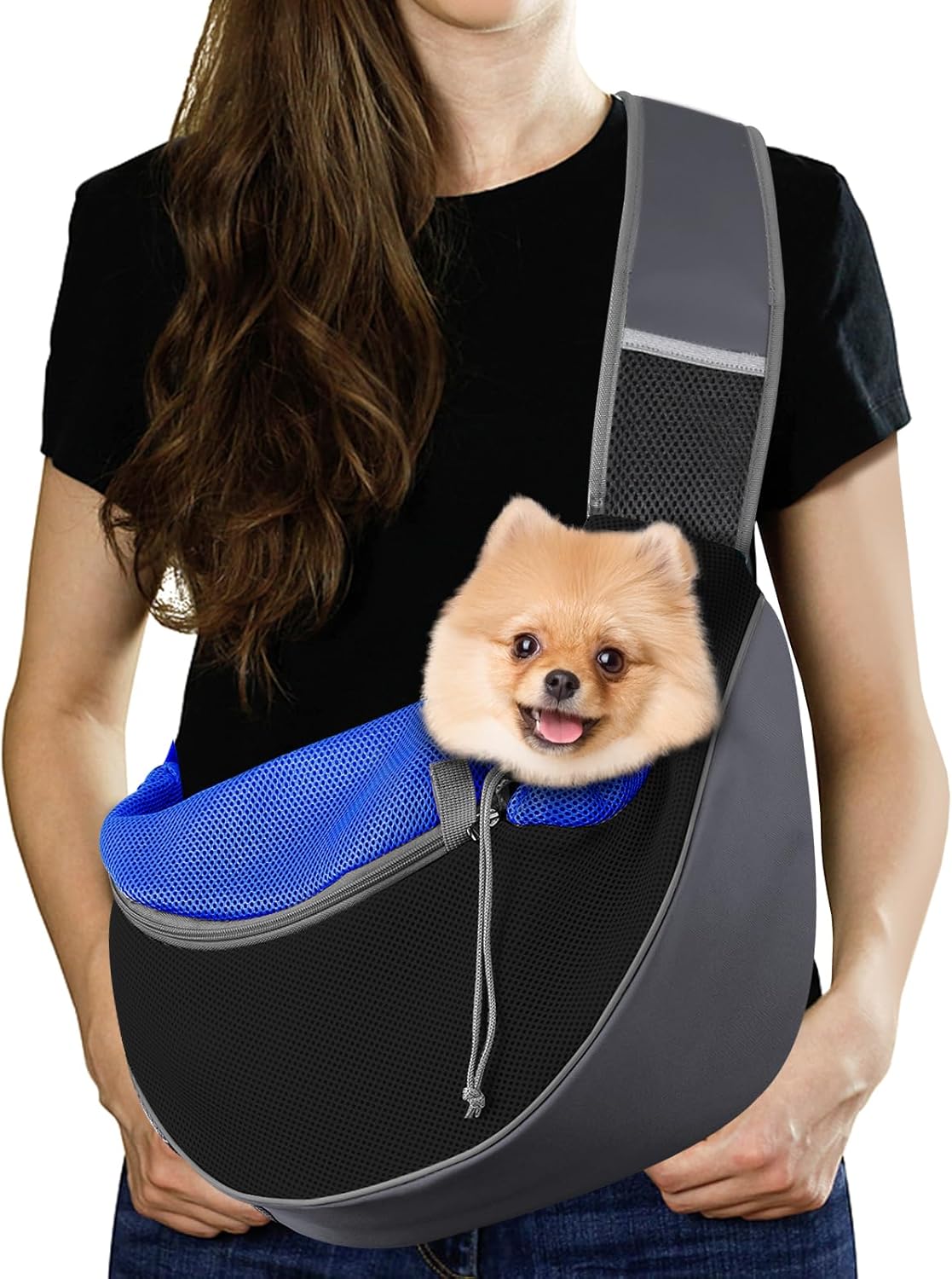 Detalle de Pawaboo Dog Sling Carrier: Breathable, Hand-Free Comfort for Outdoor Outings