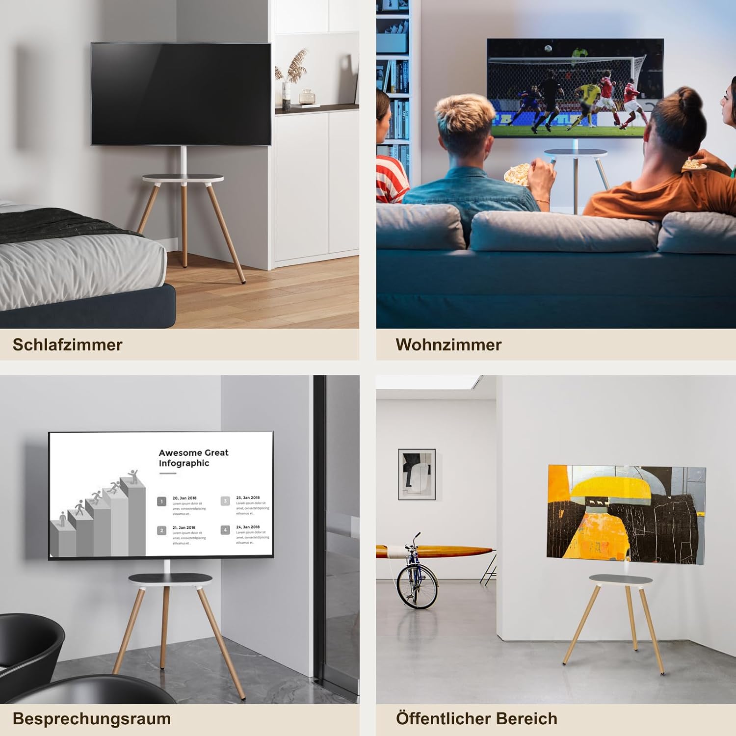 Thumbnail 5 de ECOTINY TV Staffelei 43–65 Zoll TV-Ständer