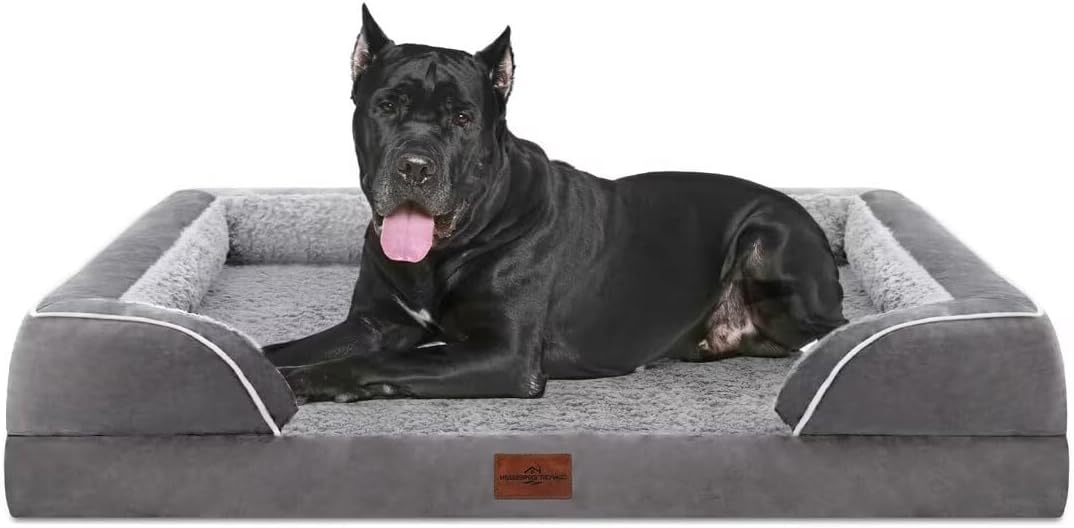 Comfort Expression Orthopedic Dog Bed for XXL Dogs (53x42In) with Bolster and Waterproof Cover