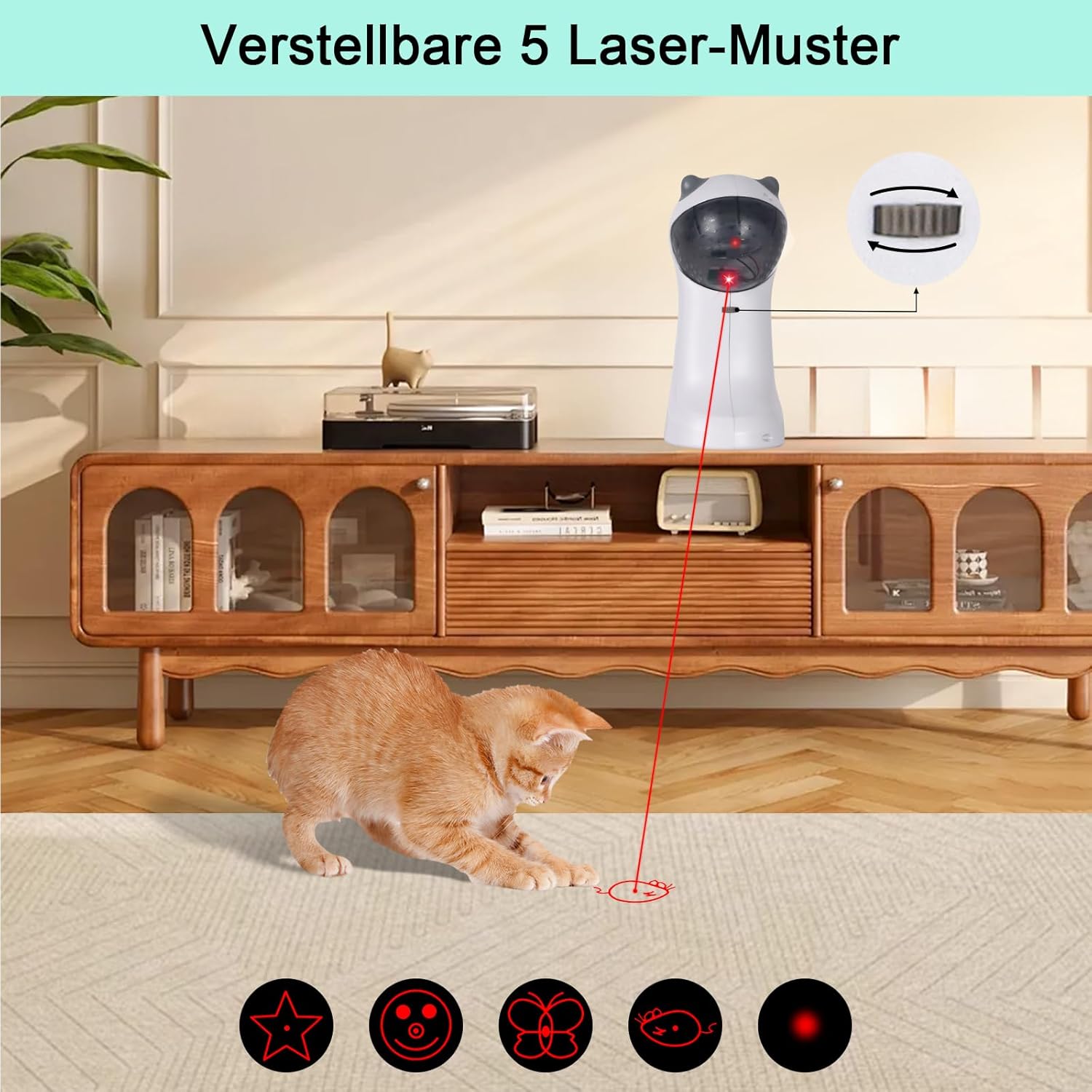 Thumbnail 3 de TBTeek Katzenspielzeug automatisch mit bewegungsaktivierter, rotierender Trajektorie – 4 Geschwindigkeiten, wiederaufladbar
