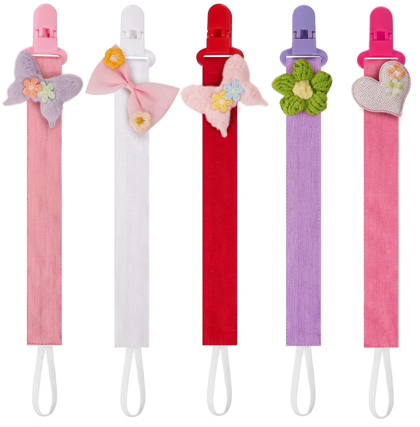 Detalle de 5-Pack Pacifier Clips with 11-Inch Fabric Straps and Resin Clips