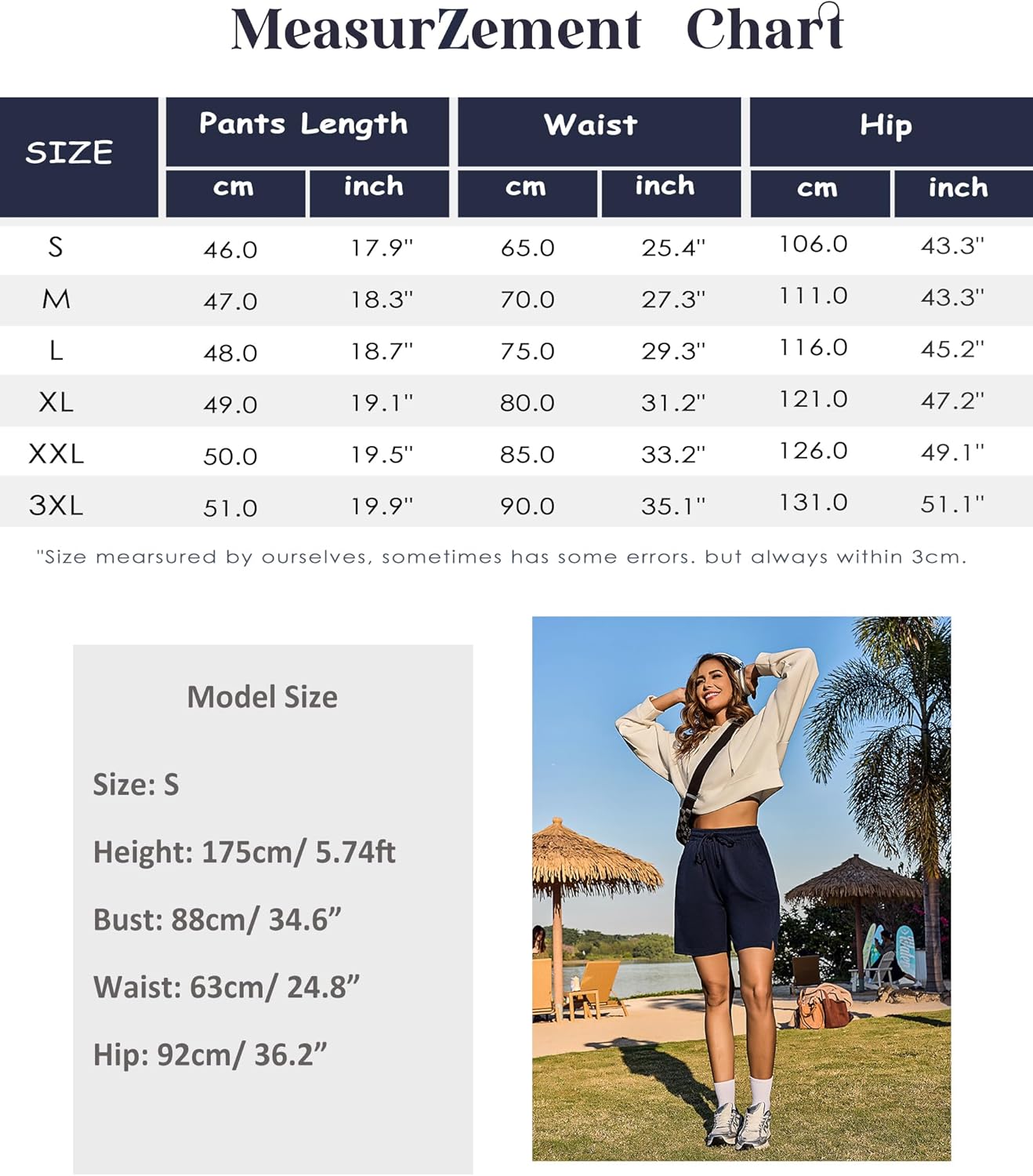 Thumbnail 5 de Leversic Femme Bermudas Pantalon Court Été – Shorts de sport pour yoga et fitness, cordon élastique et poches (S-XXL)