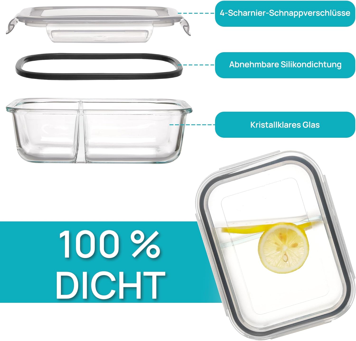 Detalle de Vtopmart 5Pack 975ml GlasbehĂ€lter Meal Prep đ±