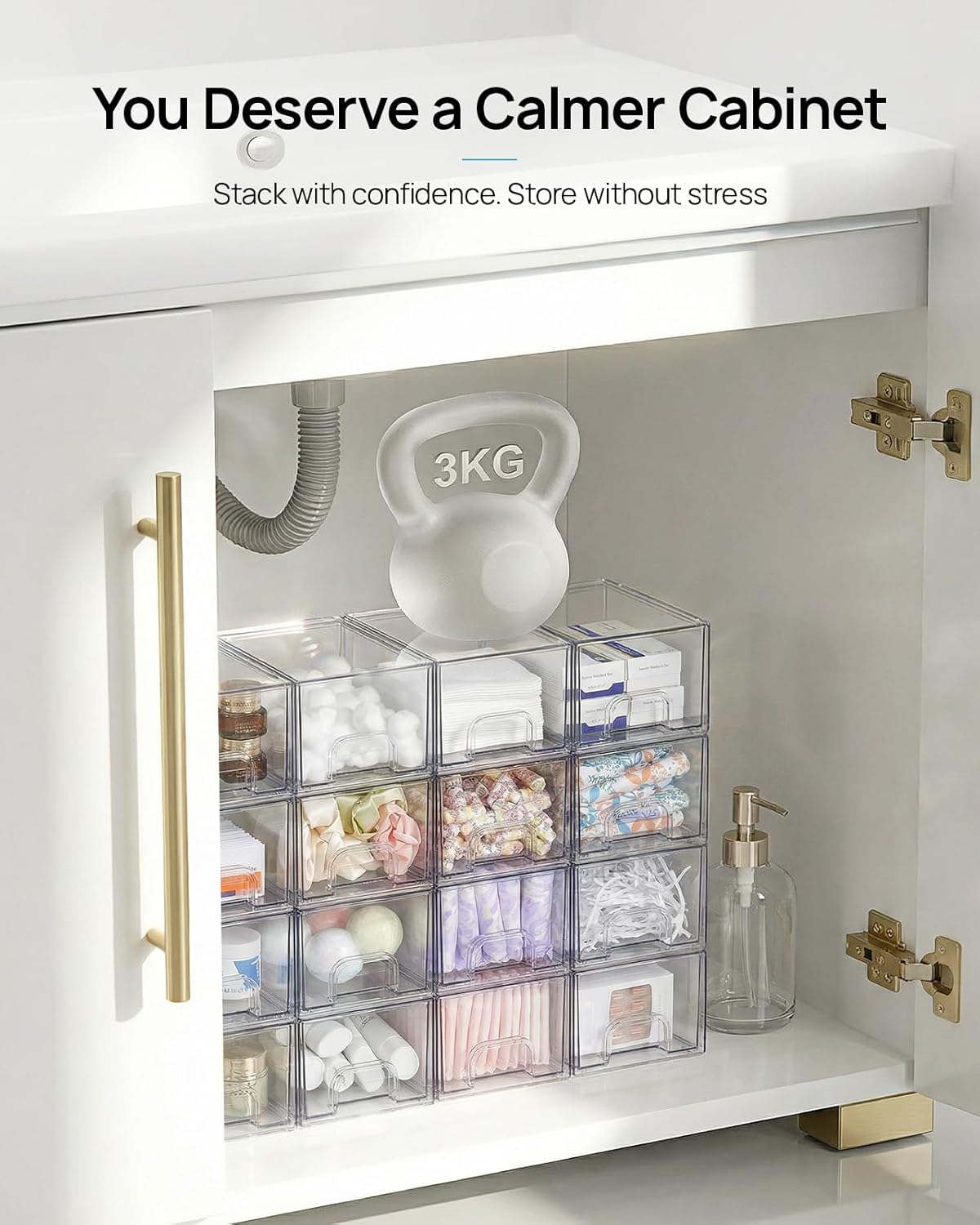 Thumbnail 3 de Vtopmart 2er-Set Kleine Schubladen Organizer – Transparente Bad-Organizer mit rutschfesten Unterlagen
