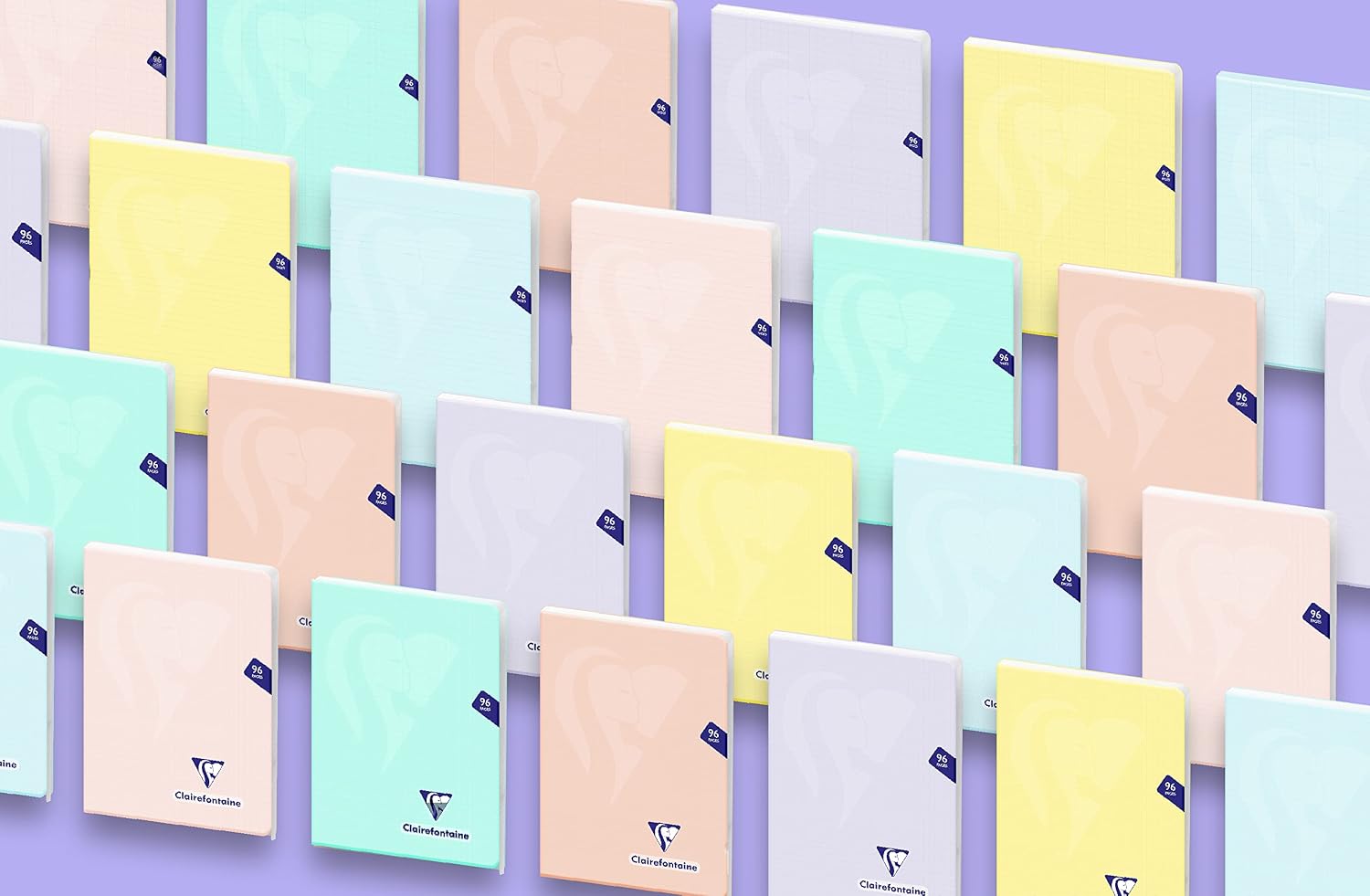 Detalle de Clairefontaine 308368Cpack – Lot de 10 Cahiers Agrafés Pastel 24x32 cm, 96 Pages