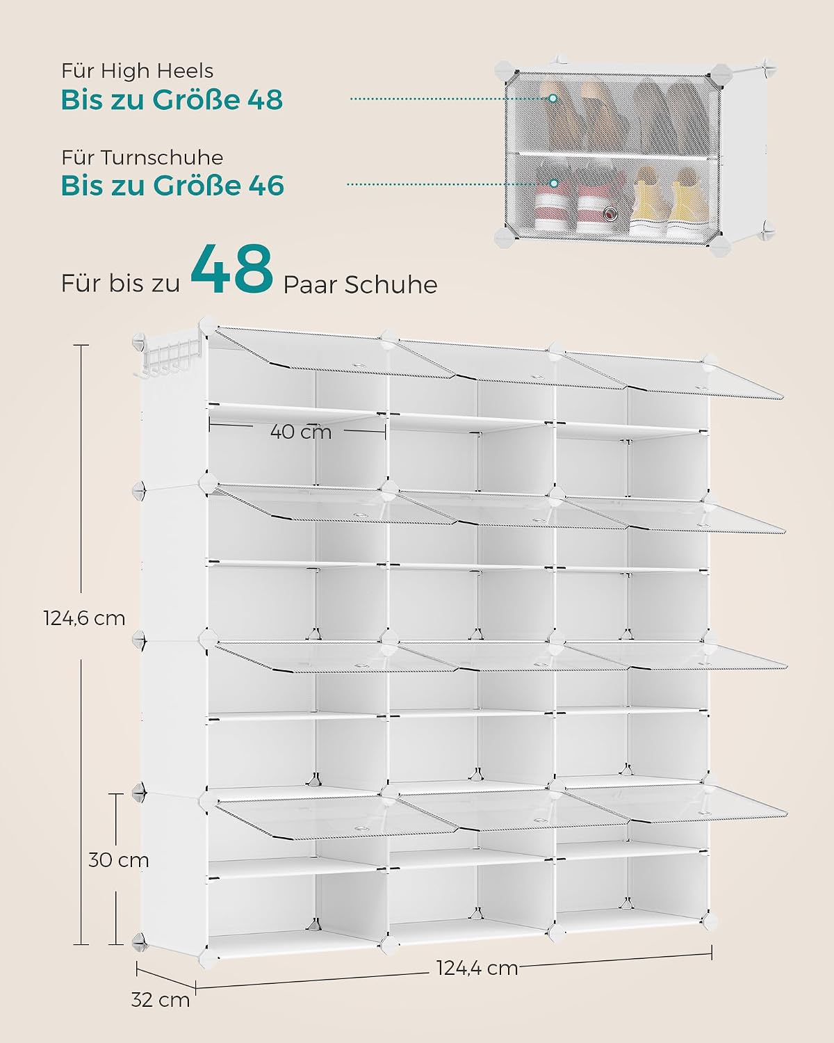 Thumbnail 2 de SONGMICS Schuhregal LPC040W01 – 12 Fächer, flexibel anpassbar, ideal für Garderobe und Eingangsbereich
