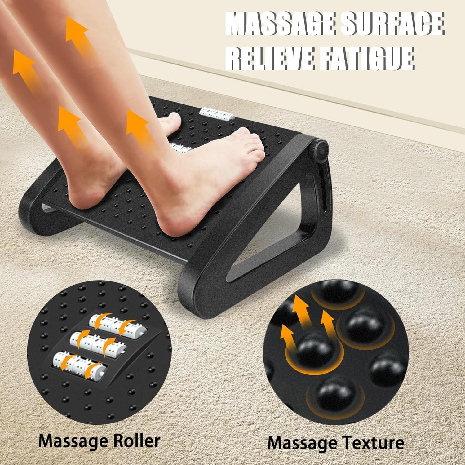 Thumbnail 4 de Office Foot Rest Adjustable Height with Roller Massager