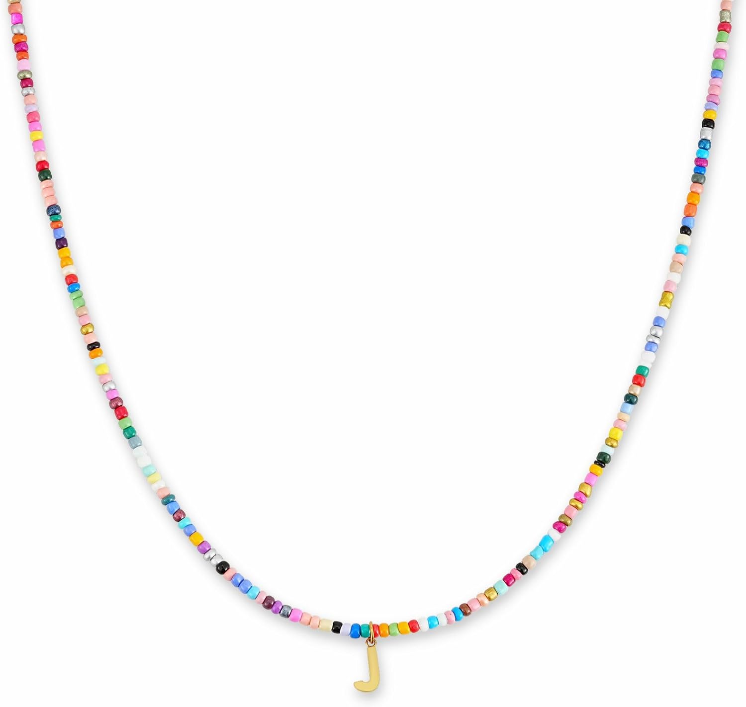 Detalle de GD GOOD.designs Collana di perline con iniziale A-Z impermeabile, ciondolo placcato oro 18K regolabile 40–45 cm