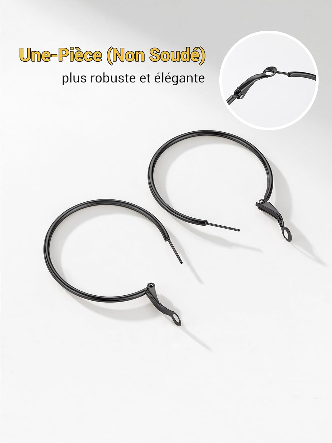 Thumbnail 4 de PROSTEEL – Lot de 3 créoles femme en acier inoxydable plaqué or, anneaux 30 mm